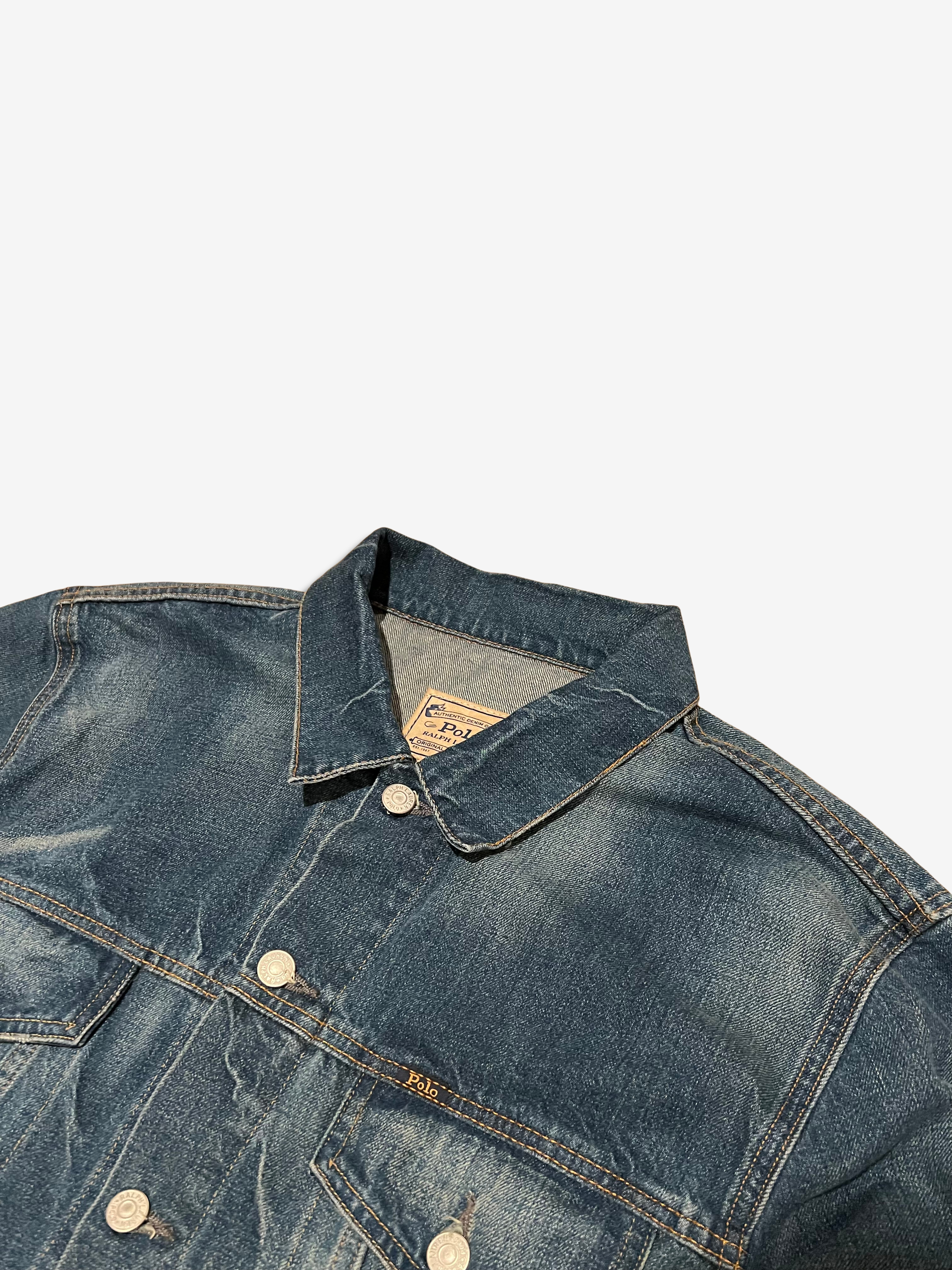 Blue Alpine Ski Bear Trucker Denim Jacket