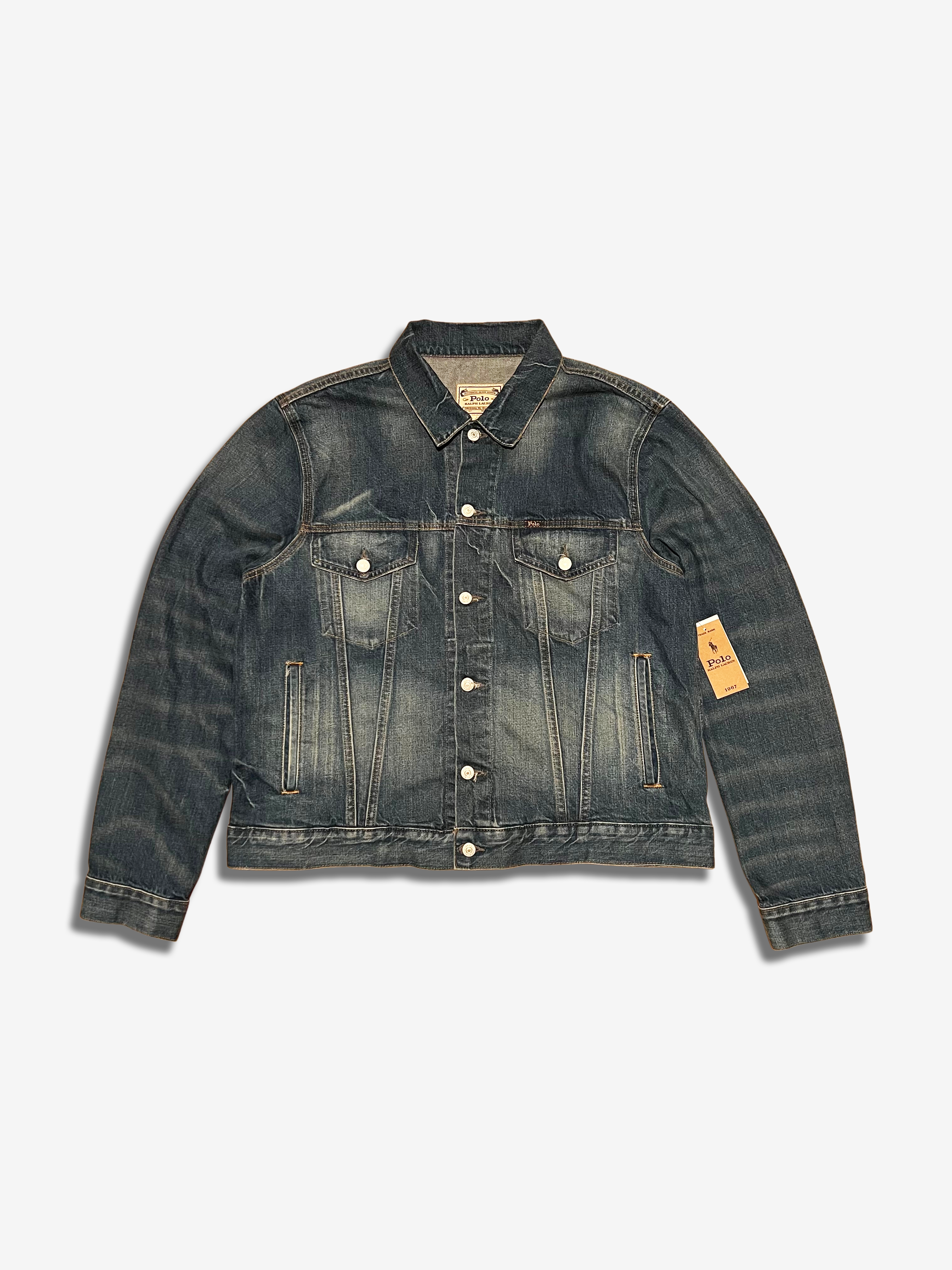 Blue Alpine Ski Bear Trucker Denim Jacket