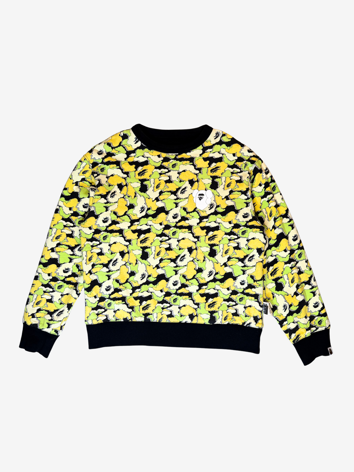 x Kaws Yellow/Lime Cloud Camo Chomper Reversible Crewneck