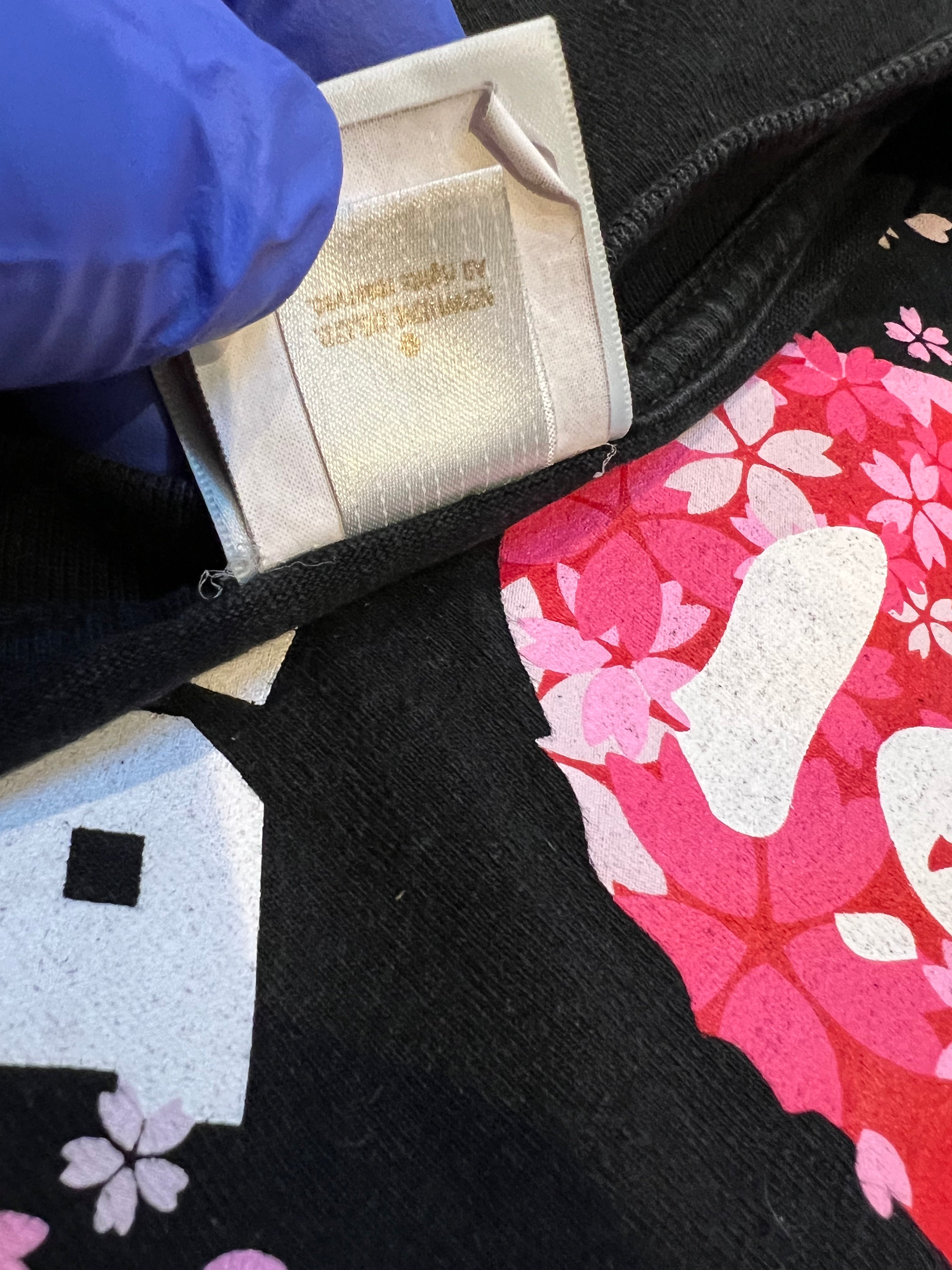 Black Pink Flower College Logo T-Shirt