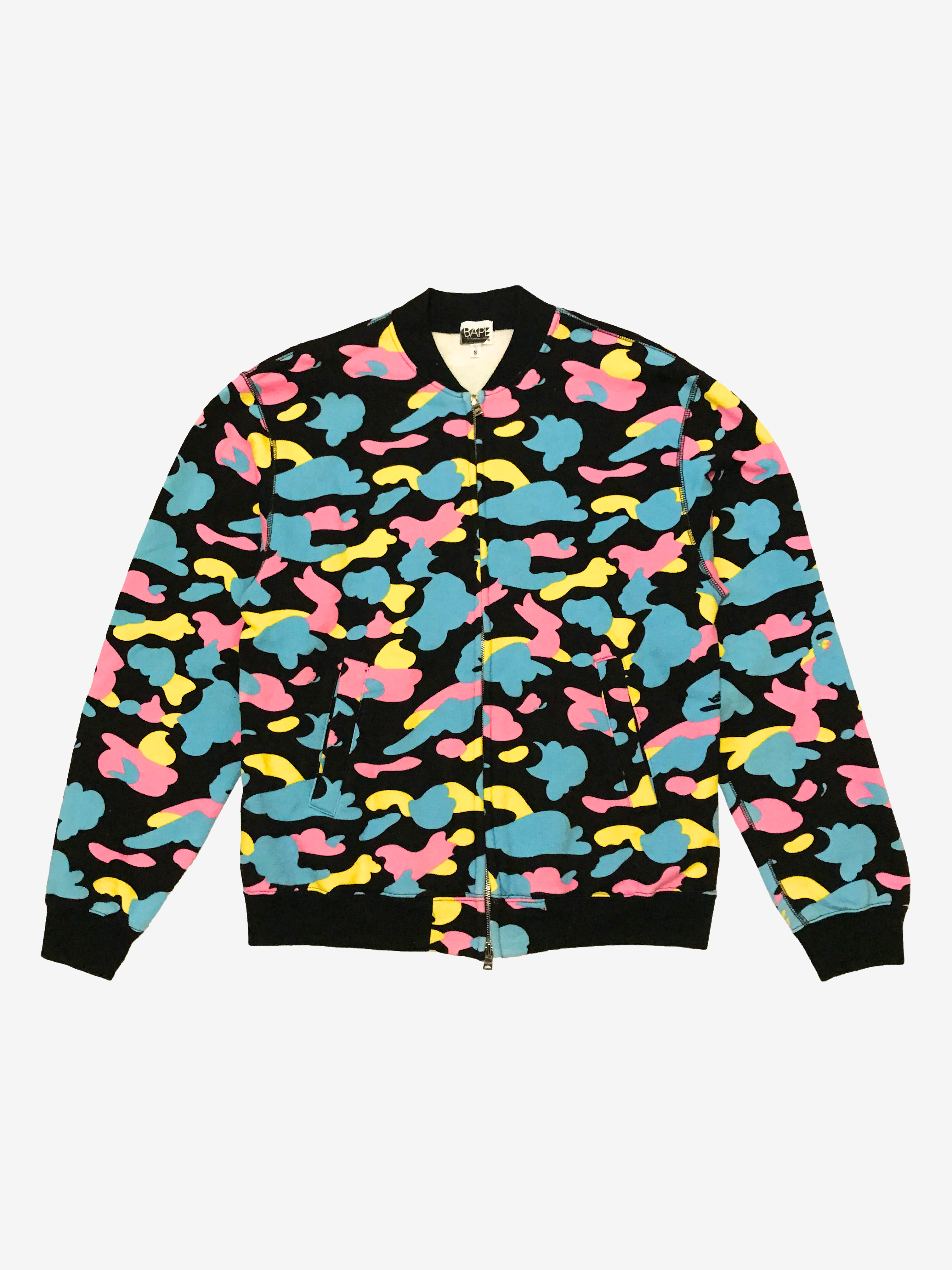 BAPE Black Cotton Candy Camo Varsity Jacket