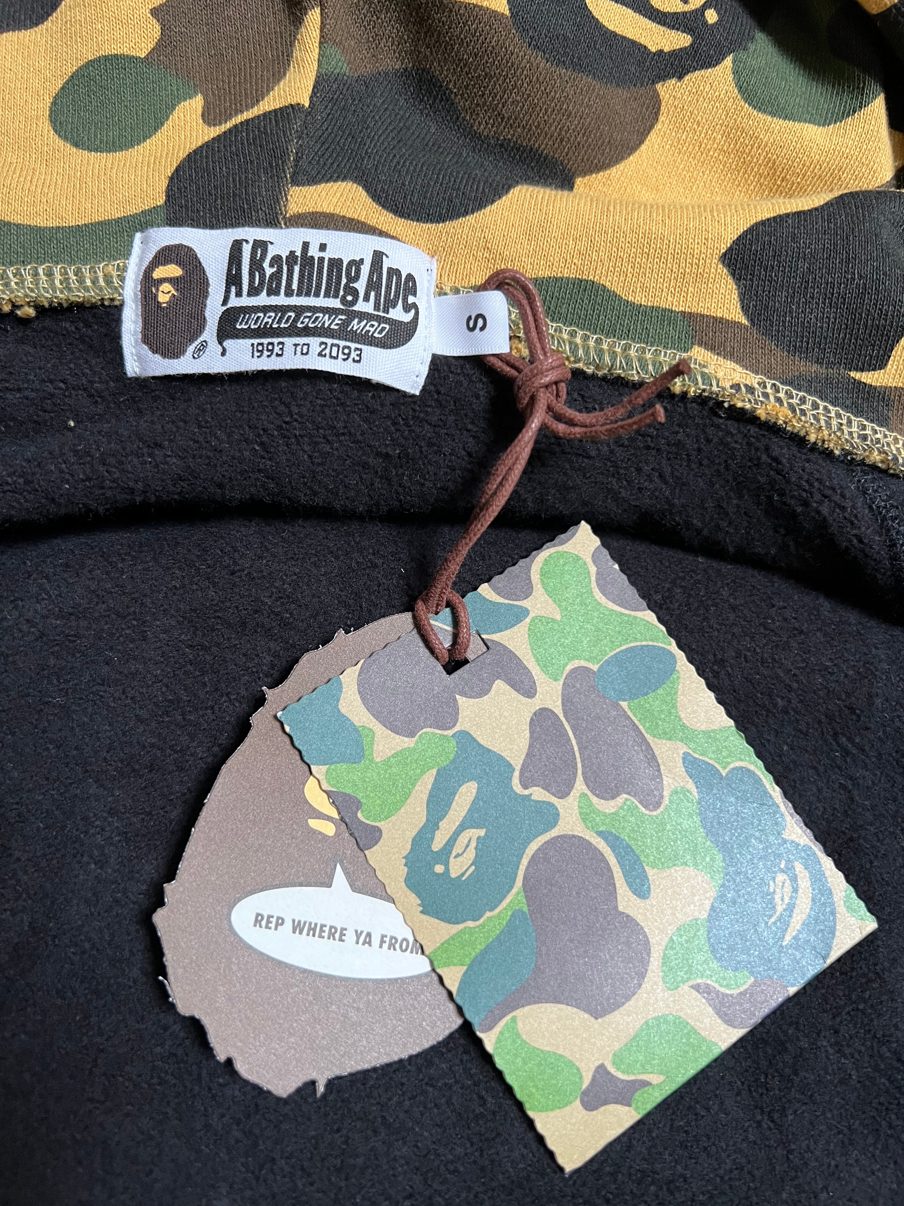 BAPE Black First Camo Double Pullover Full Zip Up Shark Hoodie 8