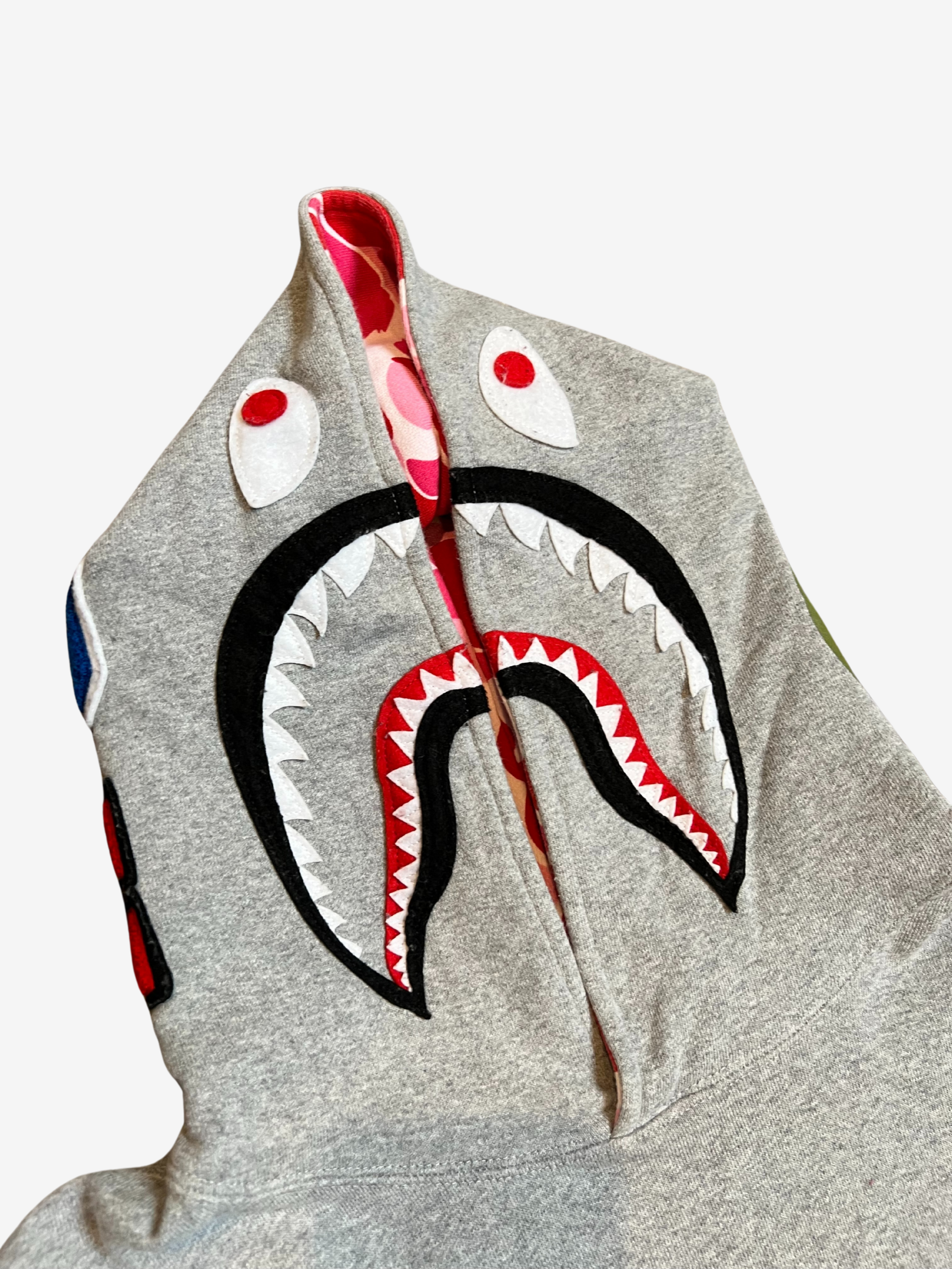 BAPE Gray Pink ABC Camo Pullover Shark Hoodie 3