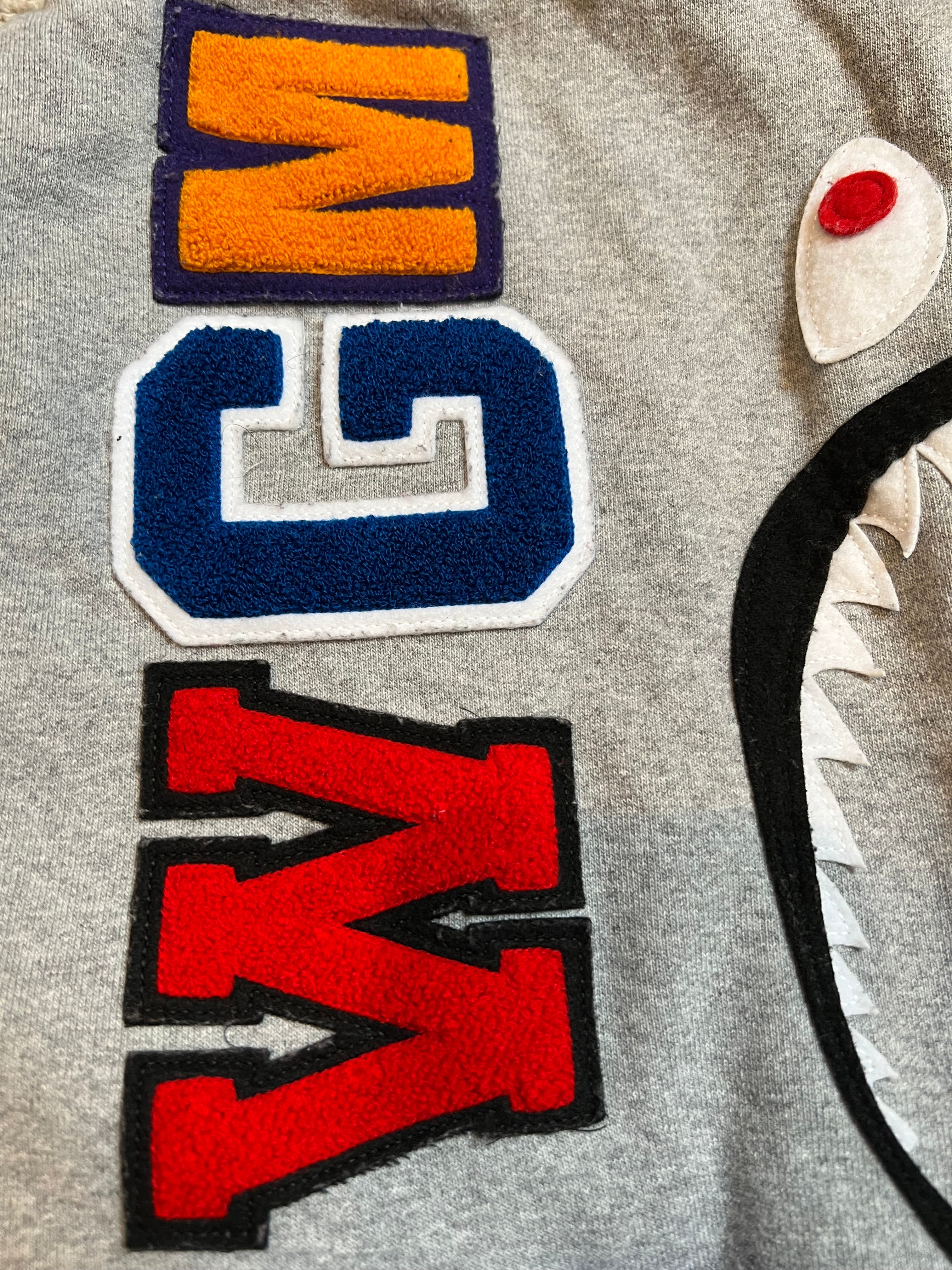 BAPE Gray Pink ABC Camo Pullover Shark Hoodie 4