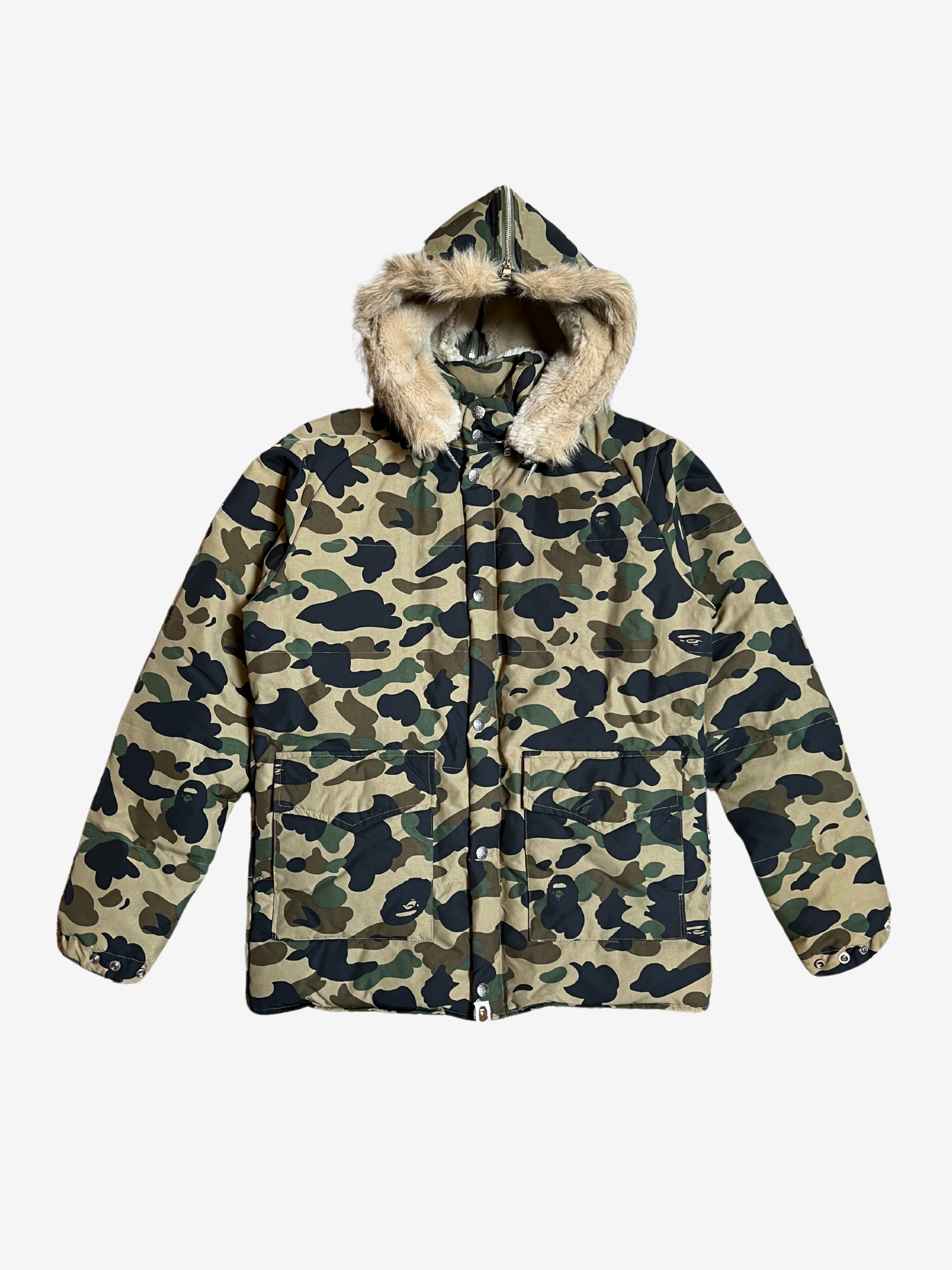 BAPE Green_First_Camo_Fur_Down_Jacket HYPEVAULT