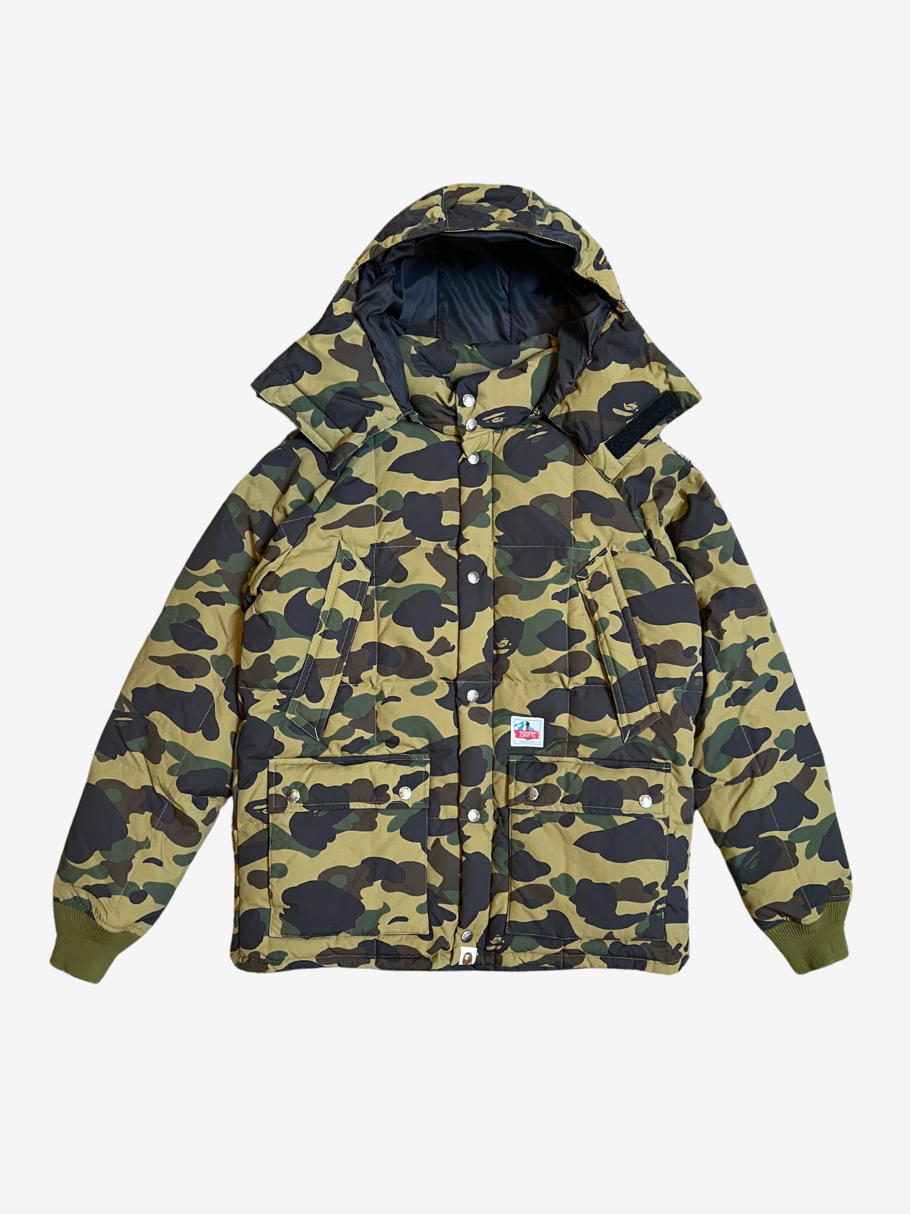 BAPE Green First Camo Puffer Down Jacket HYPEVAULT