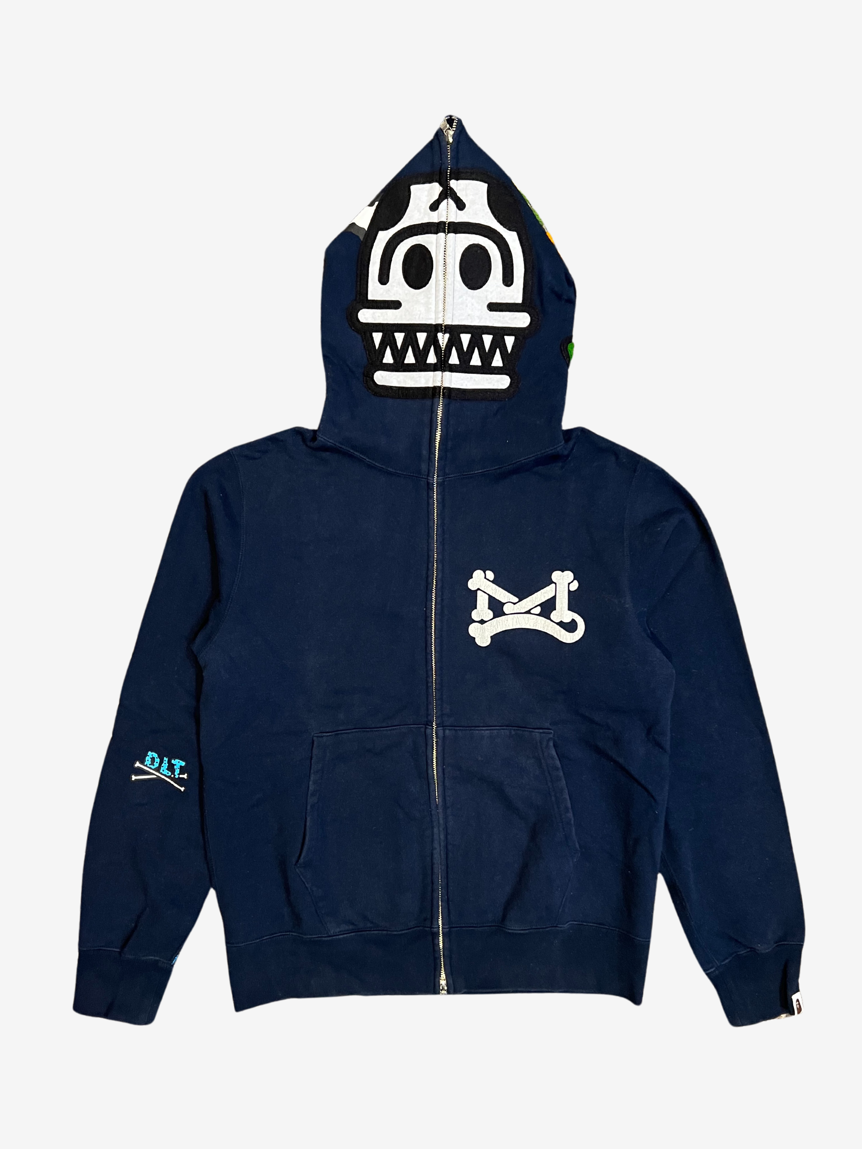 BAPE Navy Dino Full Zip Shark Hoodie