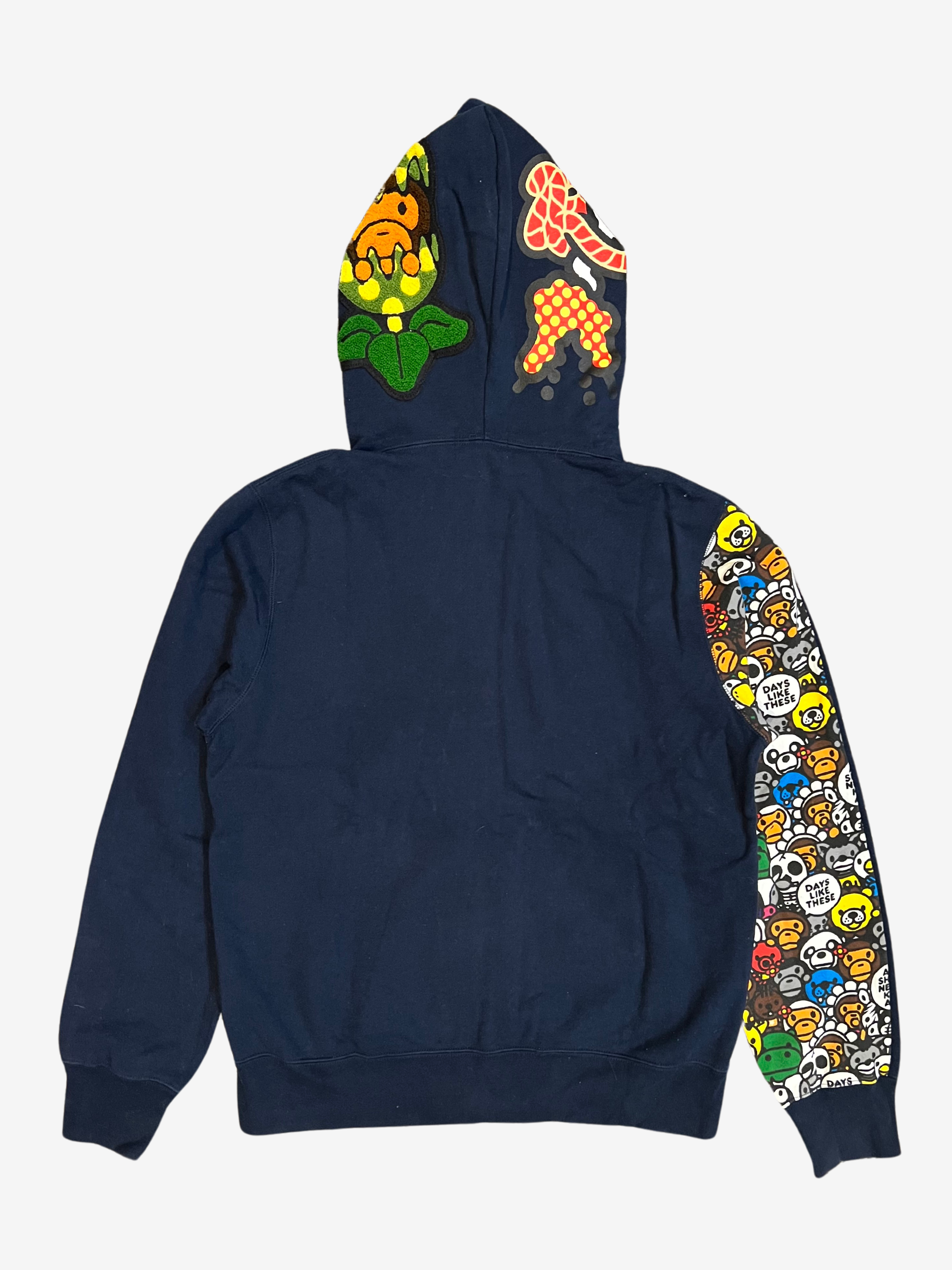 BAPE Navy Dino Full Zip Shark Hoodie 2