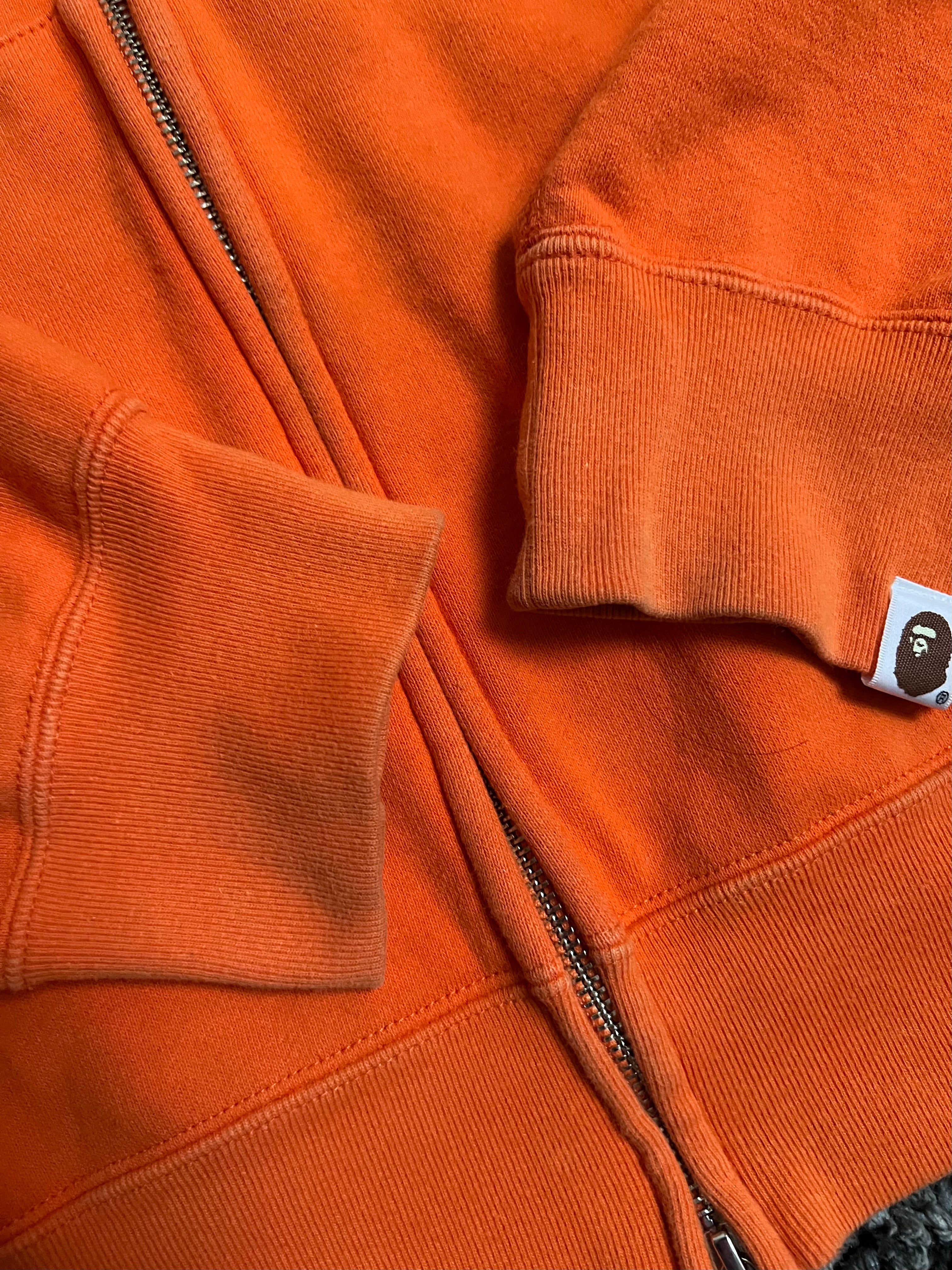 BAPE Orange Half Camo Full Zip Up Tiger Shark Hoodie 11