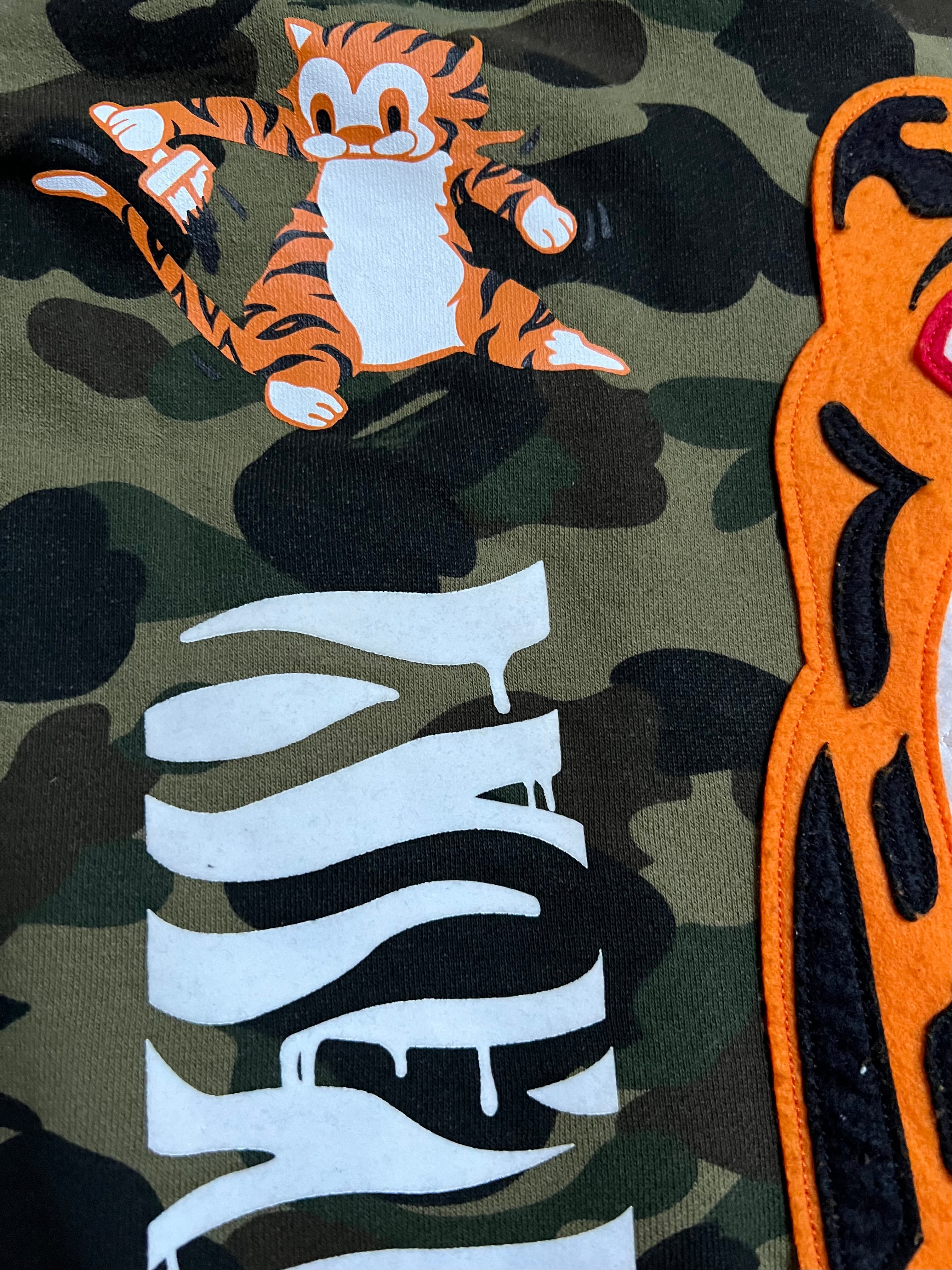 BAPE Orange Half Camo Full Zip Up Tiger Shark Hoodie 5