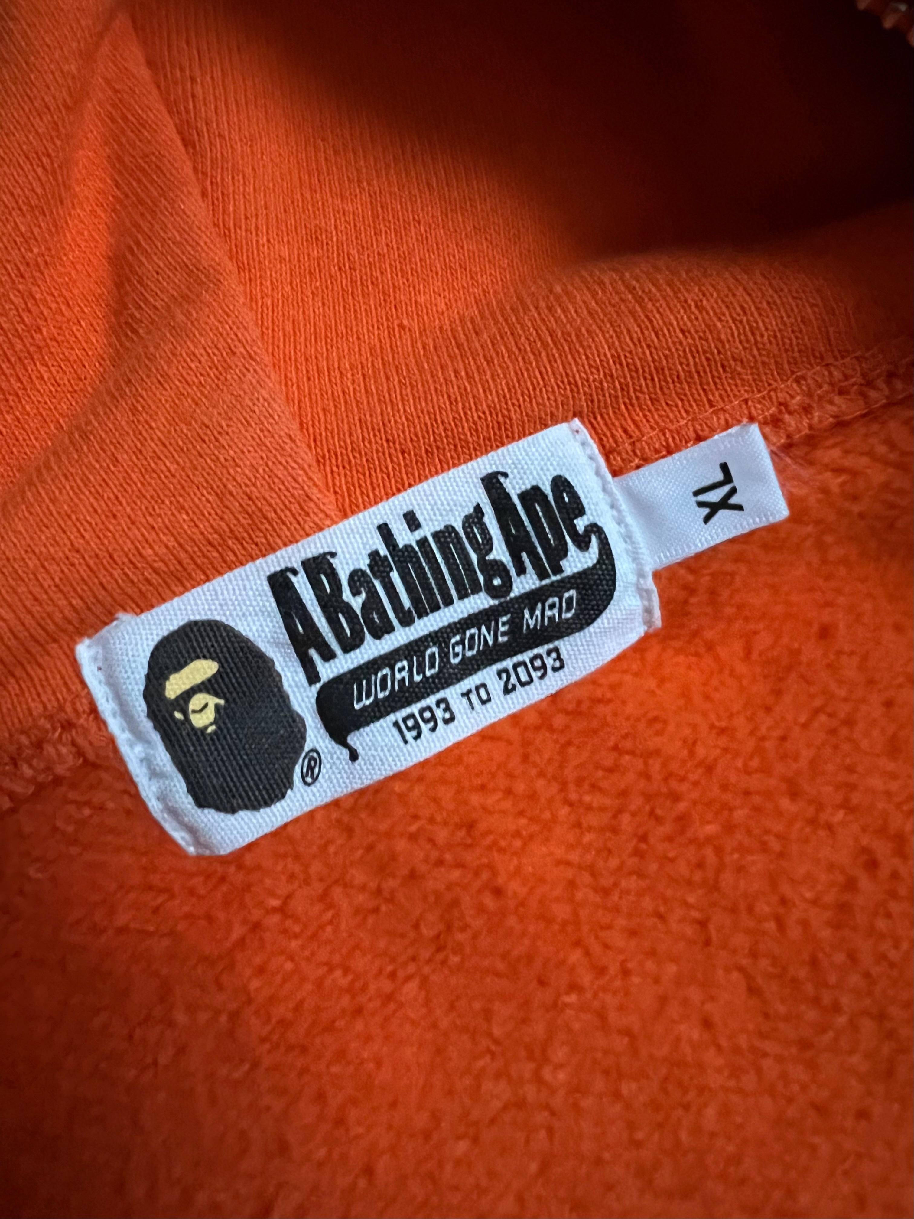 BAPE Orange Half Camo Full Zip Up Tiger Shark Hoodie 8