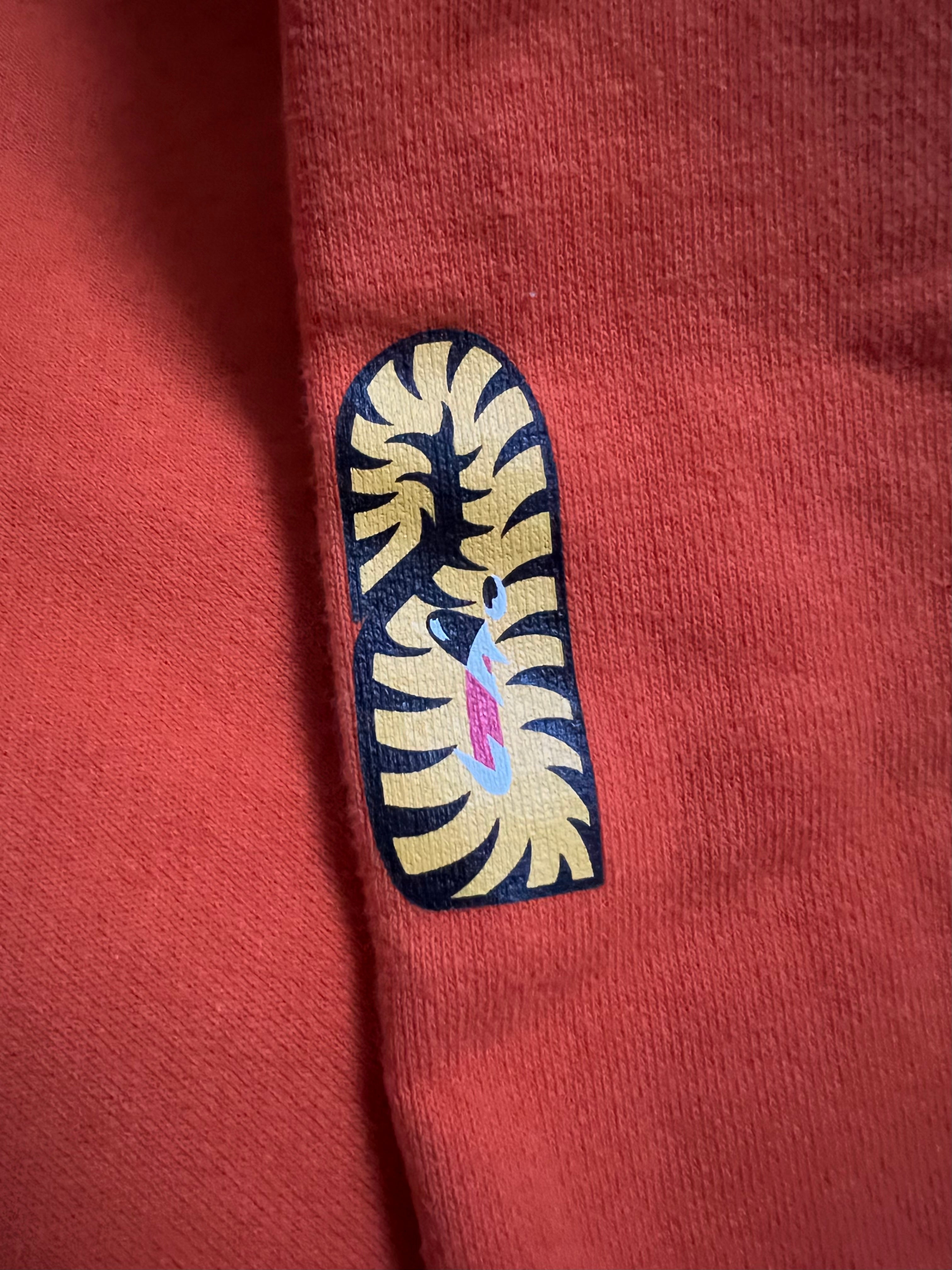 BAPE Orange Half Camo Full Zip Up Tiger Shark Hoodie 9