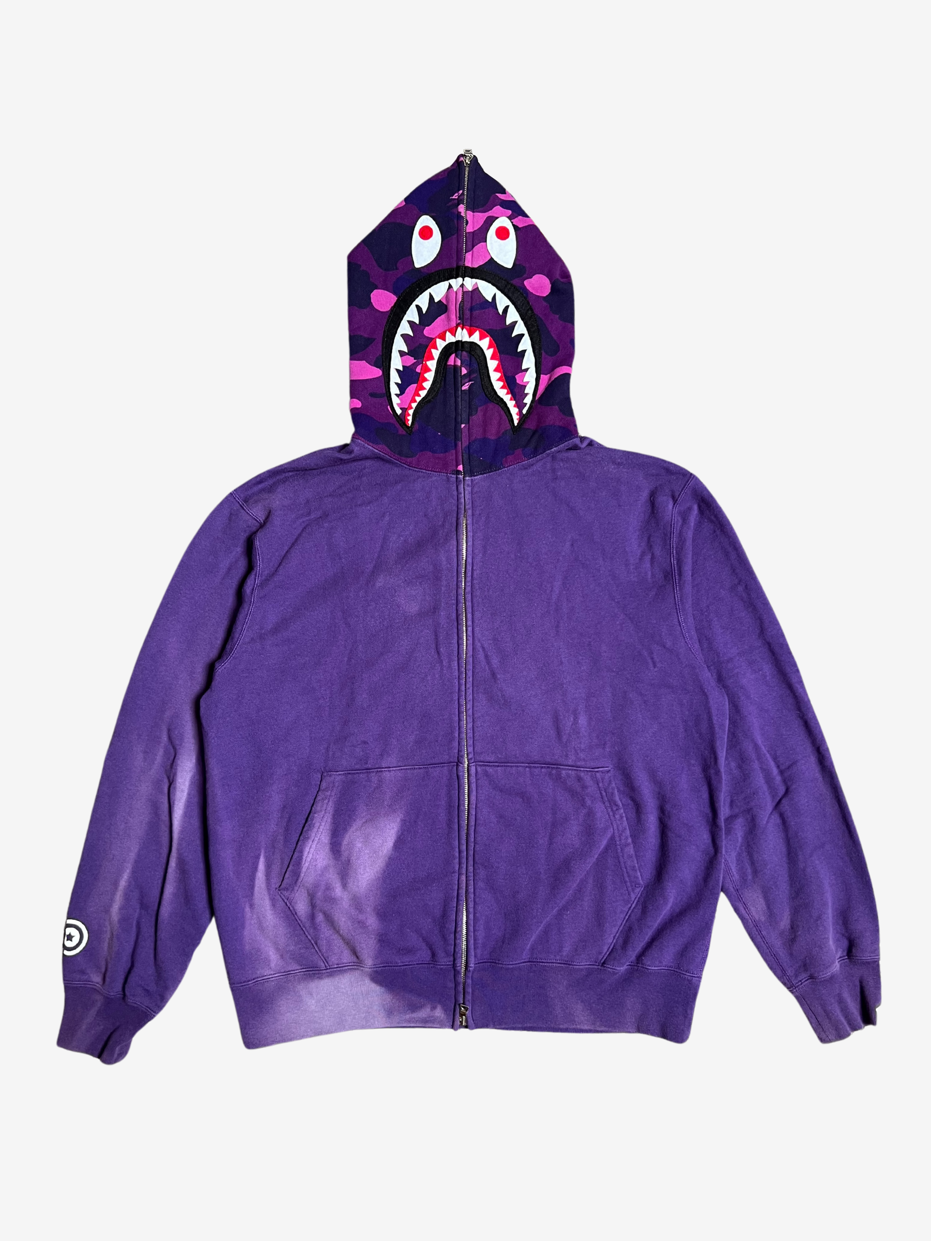 BAPE Purple 2007 Nigo NSF Camo Full Zip Up Shark Hoodie HYPEVAULT