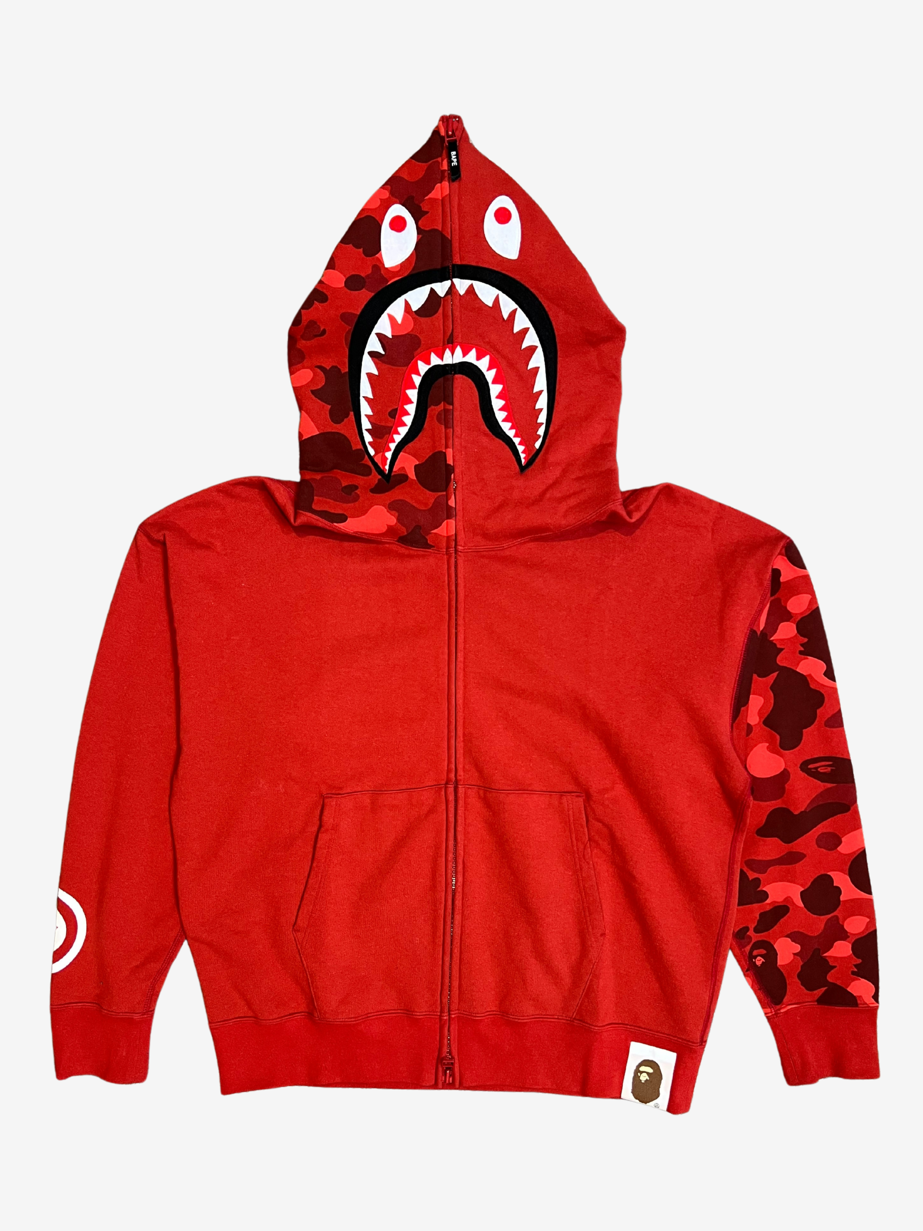 BAPE Red Camo Giant Full Zip Shark Hoodie