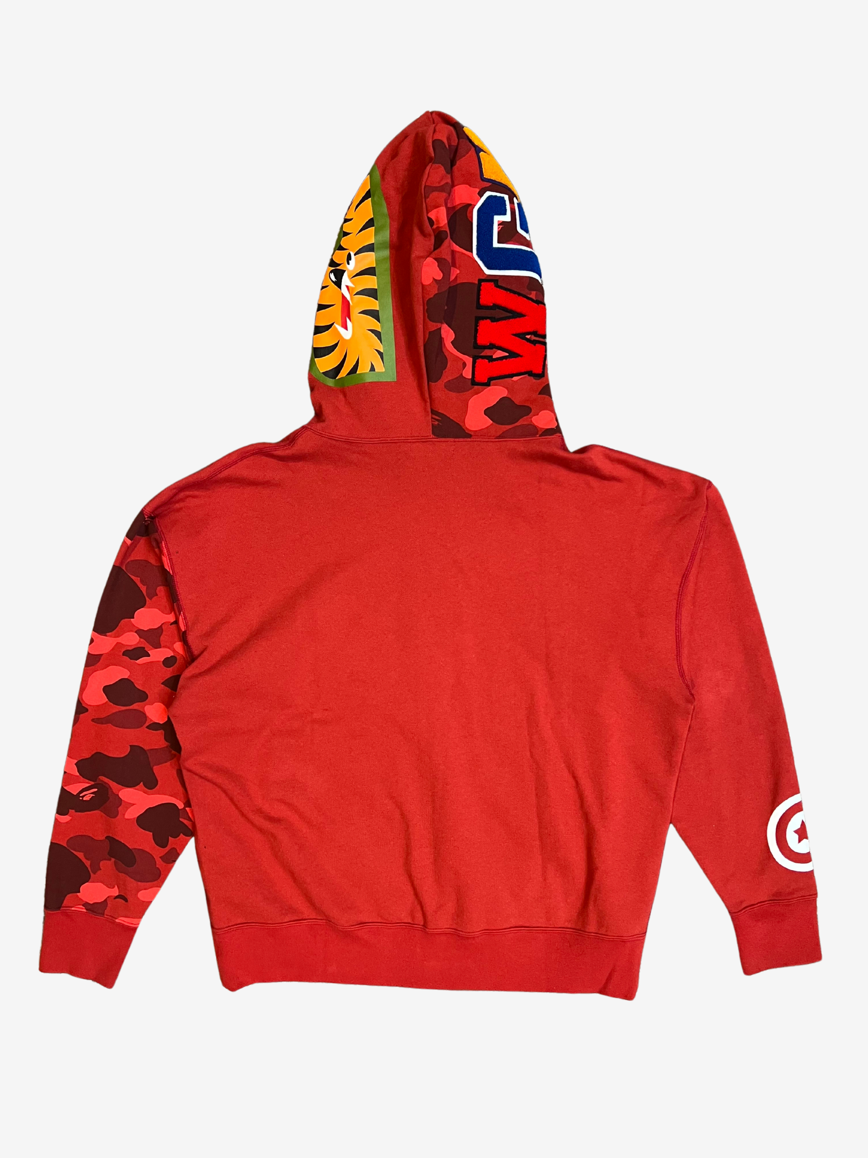BAPE Red Camo Giant Full Zip Shark Hoodie 2