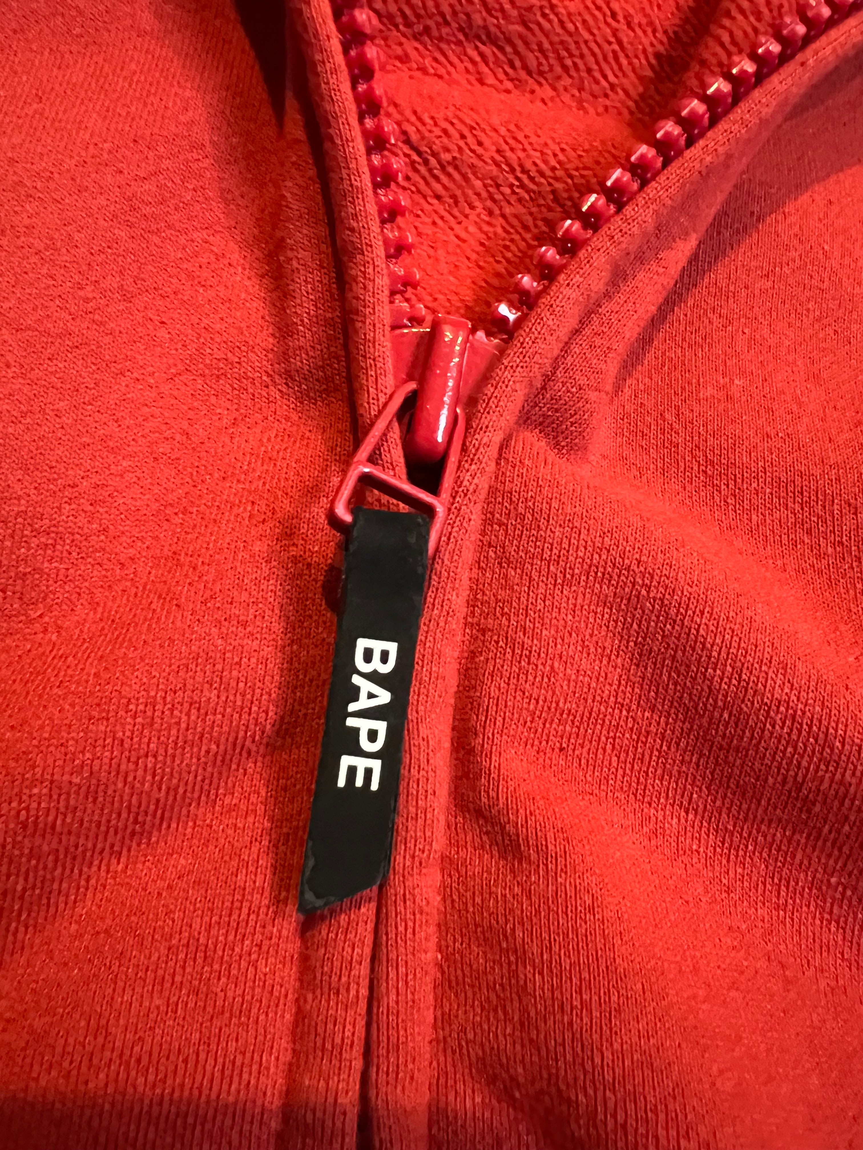 BAPE Red Camo Giant Full Zip Shark Hoodie 5