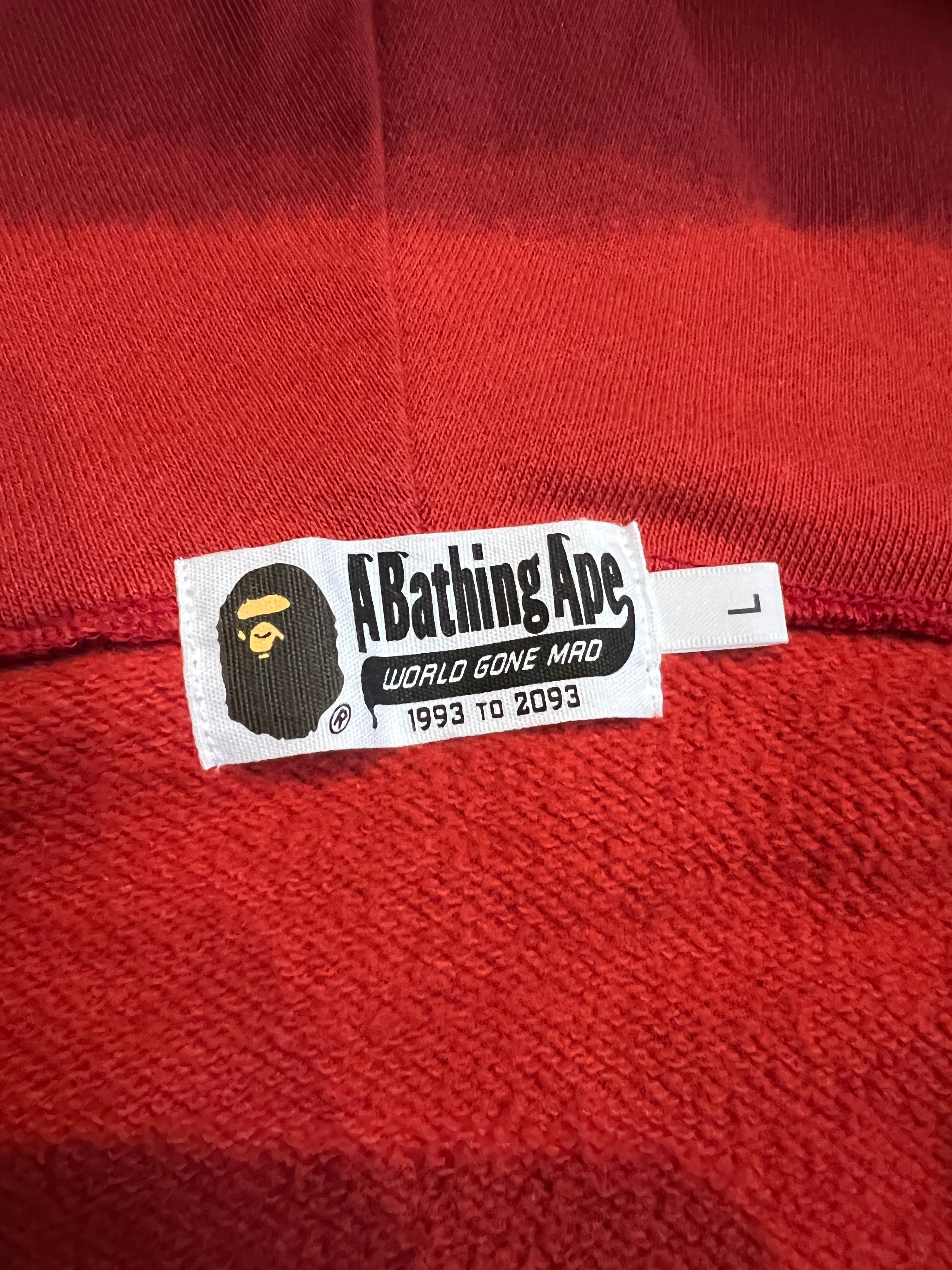 BAPE Red Camo Giant Full Zip Shark Hoodie 7