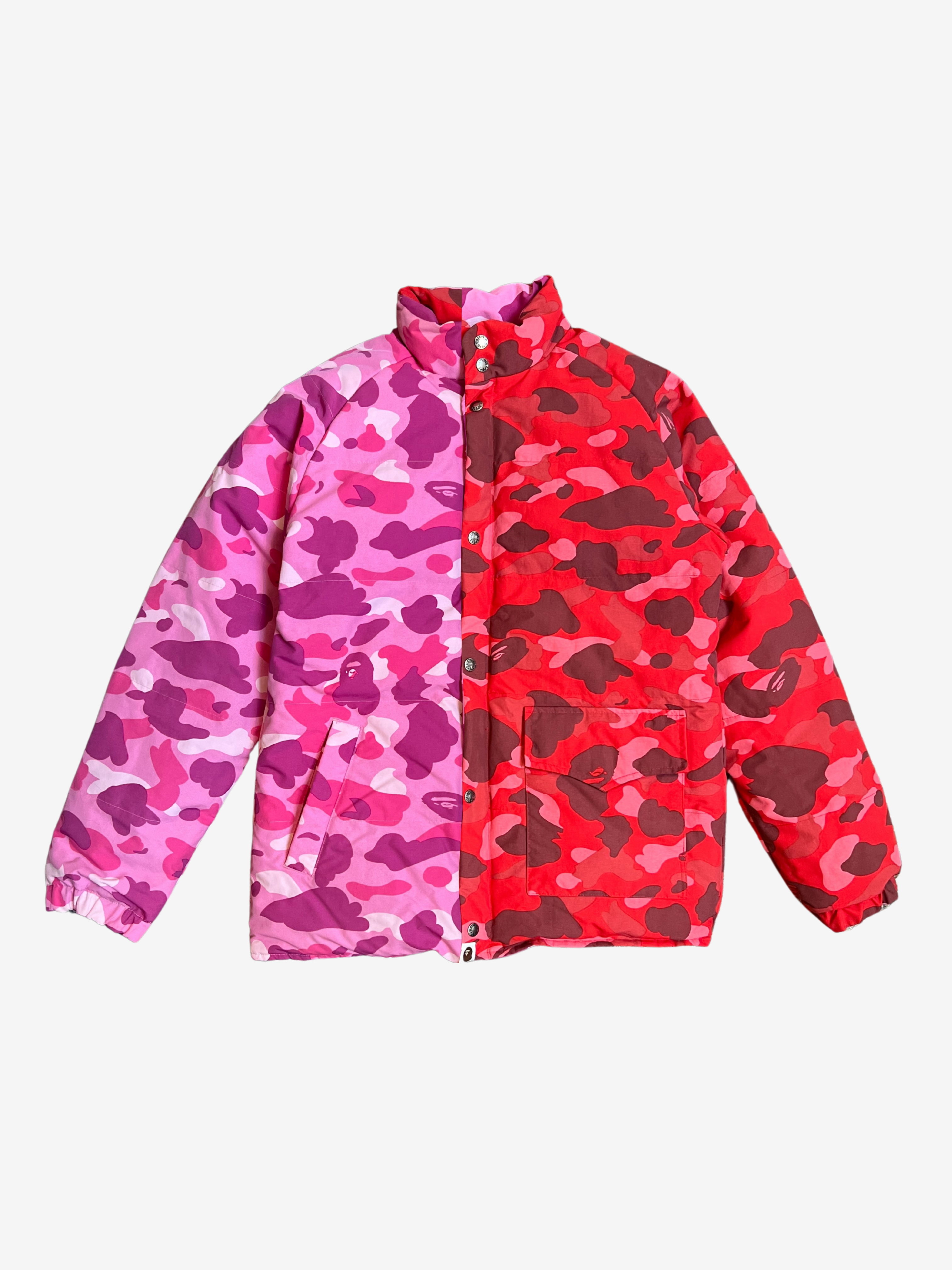 BAPE Red Pink Camo Reversible Down Puffer Jacket HYPEVAULT