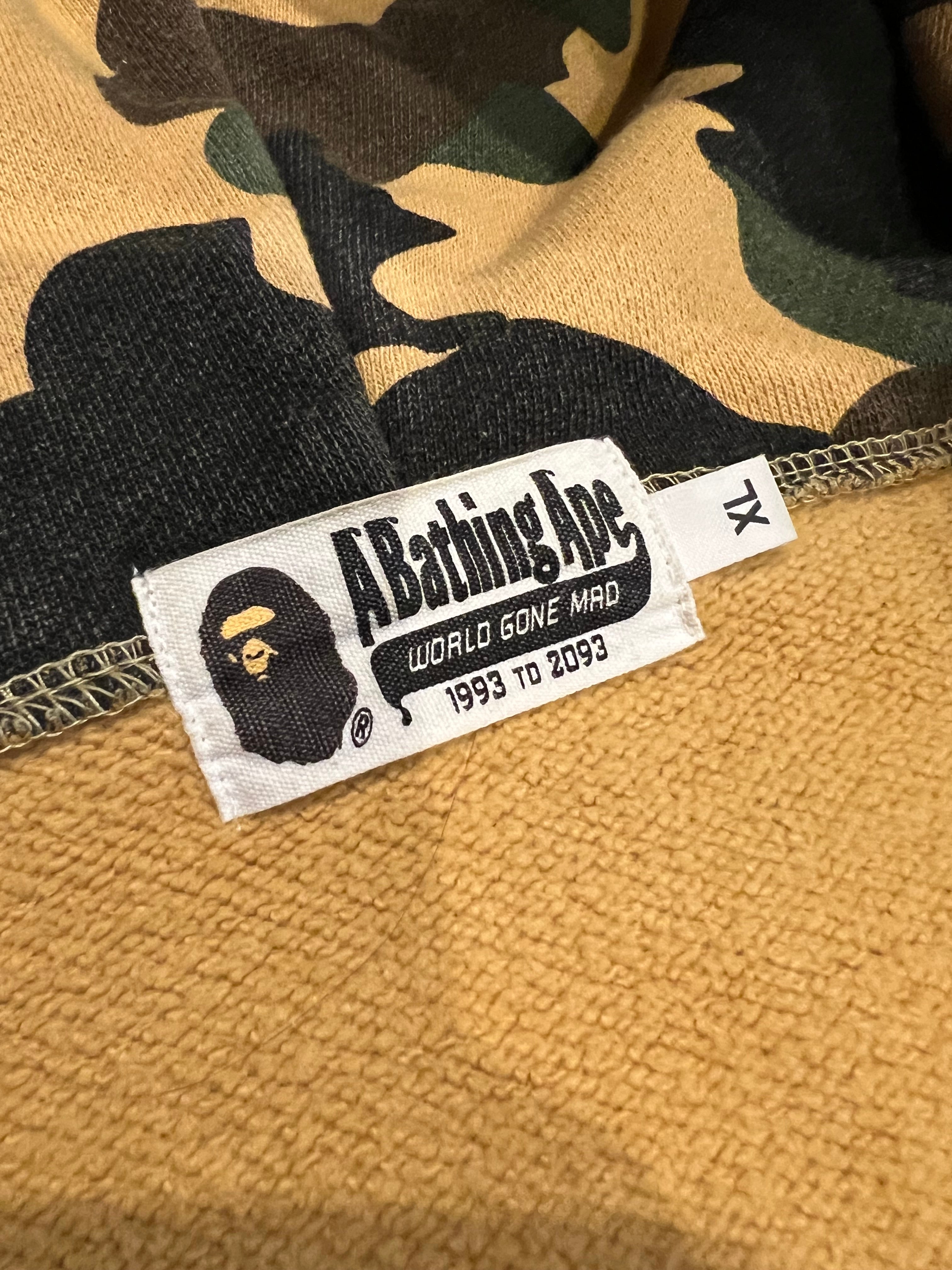BAPE Yellow 1st Camo PONR Half Zip Up Shark Hoodie 1 5