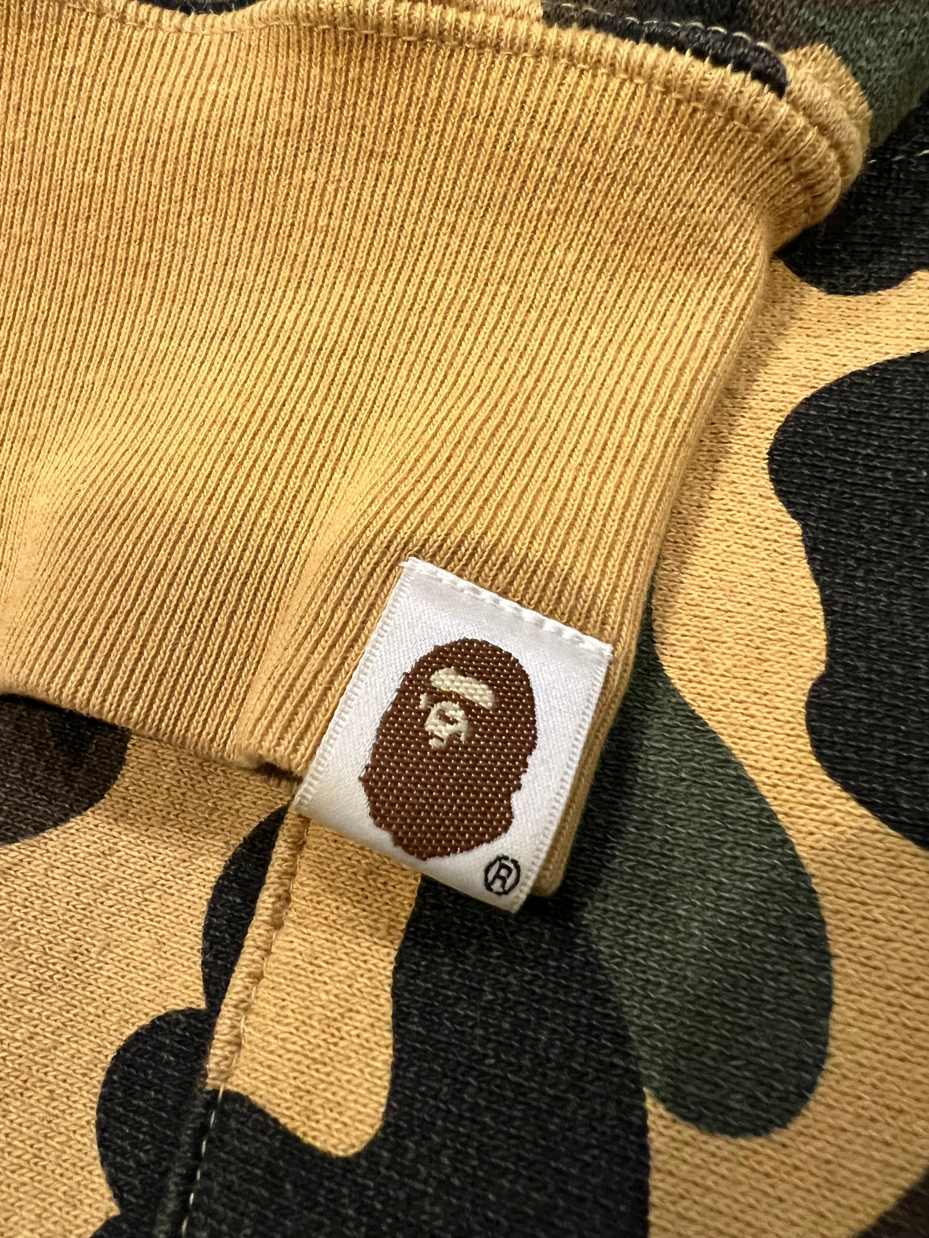 BAPE Yellow 1st Camo PONR Half Zip Up Shark Hoodie 1 7