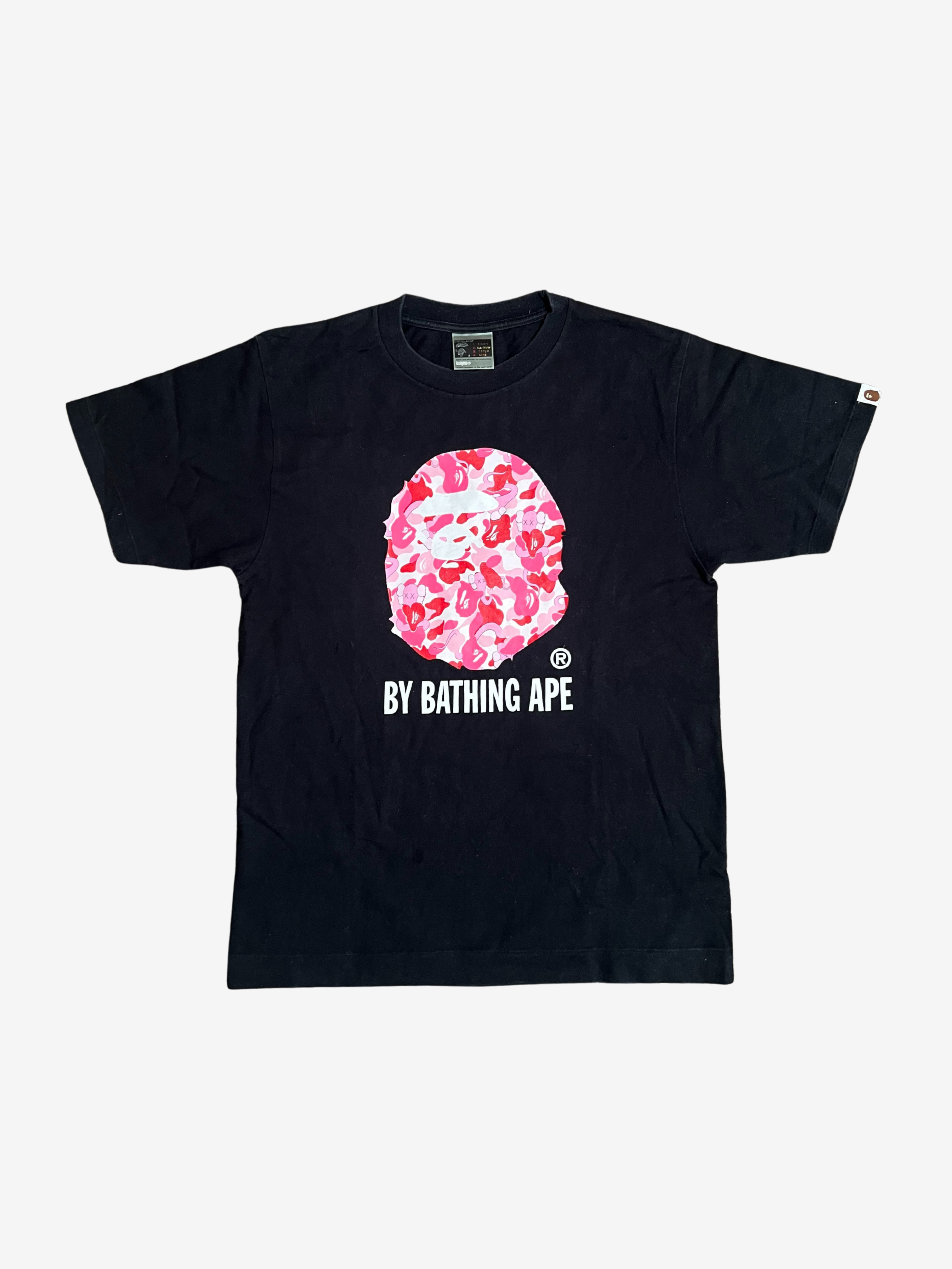 BAPE x Kaws Black Pink Bendy Camo Ape Head T-Shirt HYPEVAULT
