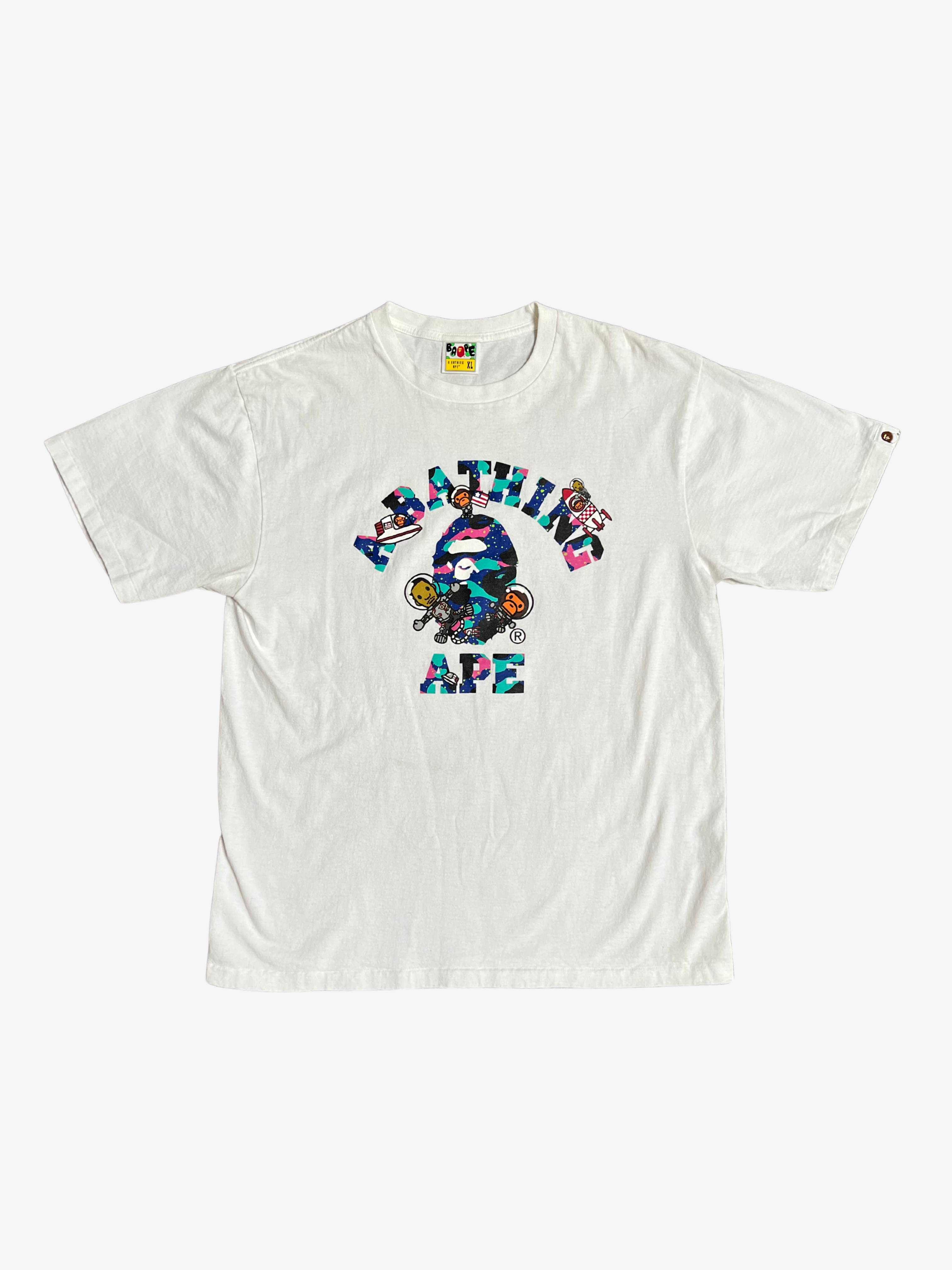 BAPE x Kid Cudi White Moon Man College Logo T-Shirt