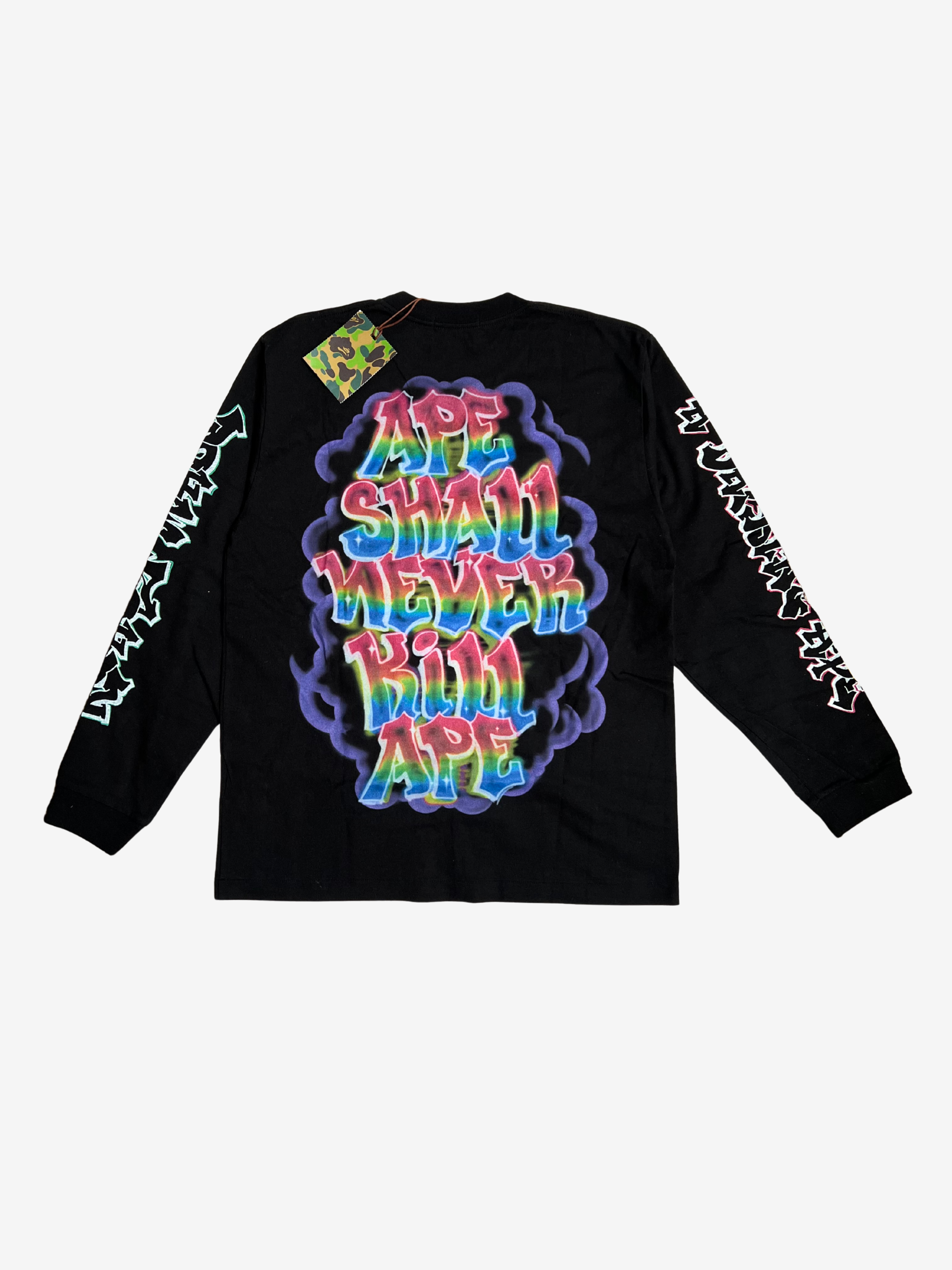 BAPE x READYMADE Black Sprayed College Logo T-Shirt HYPEVAULT 2