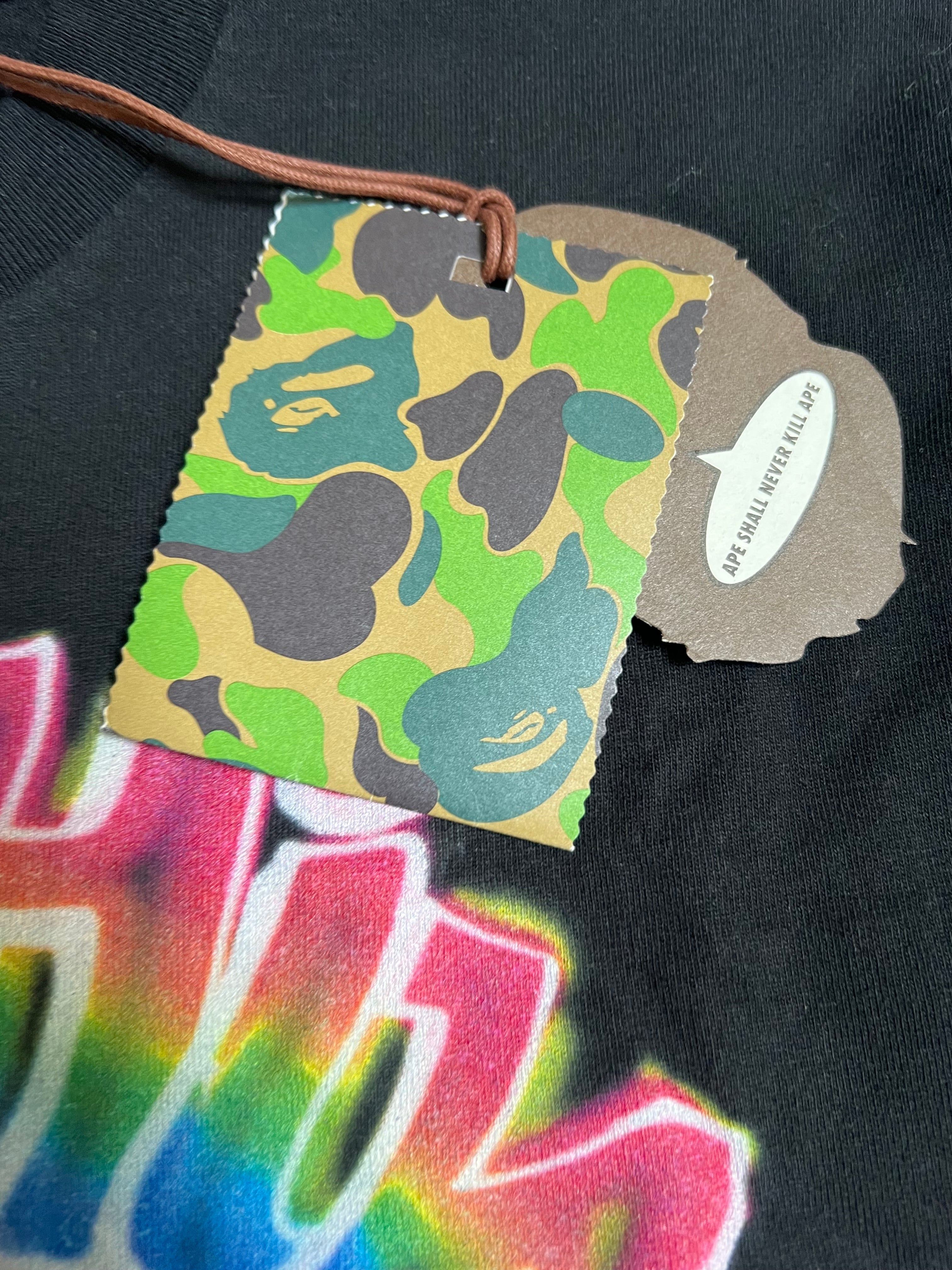 BAPE x READYMADE Black Sprayed College Logo T-Shirt HYPEVAULT 4