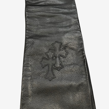 Black 18 Cementery Cross Patch Leather Fleur Pants