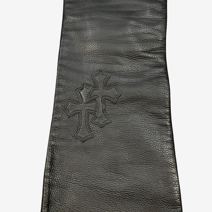Black 18 Cementery Cross Patch Leather Fleur Pants