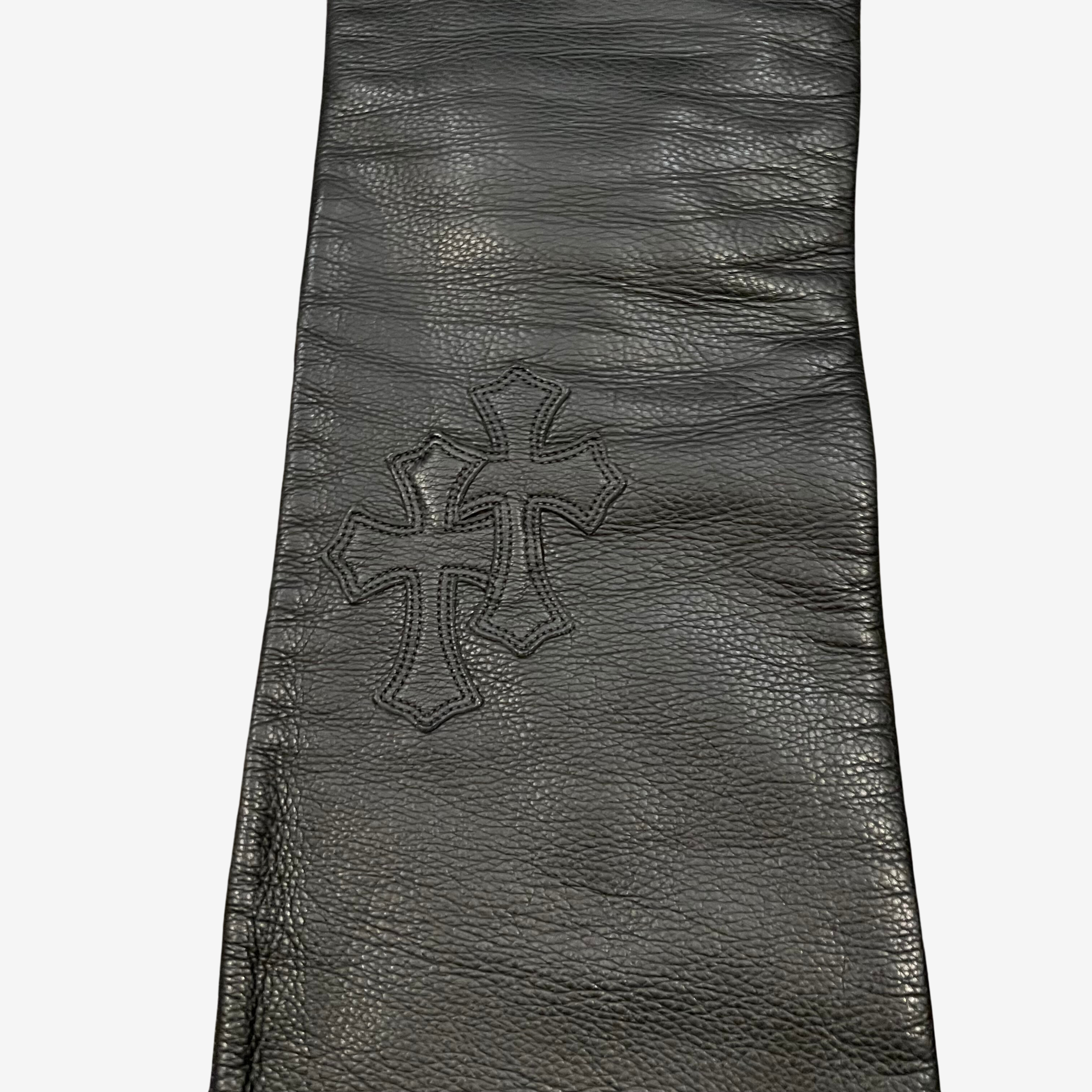Chrome Hearts Black 18 Cementery Cross Patch Leather Fleur Pants 8