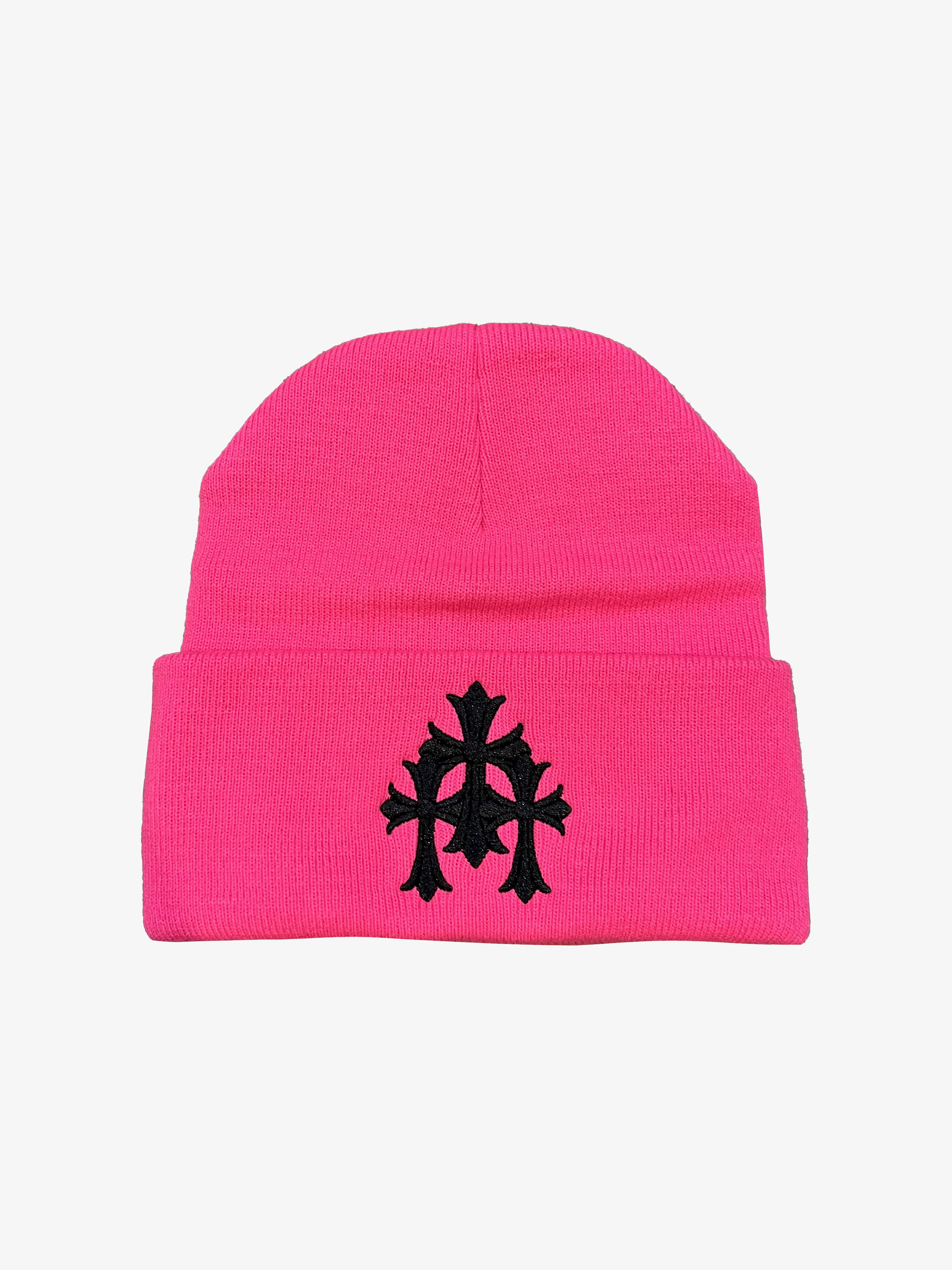 Chrome Hearts Pink Triple Cross Beanie