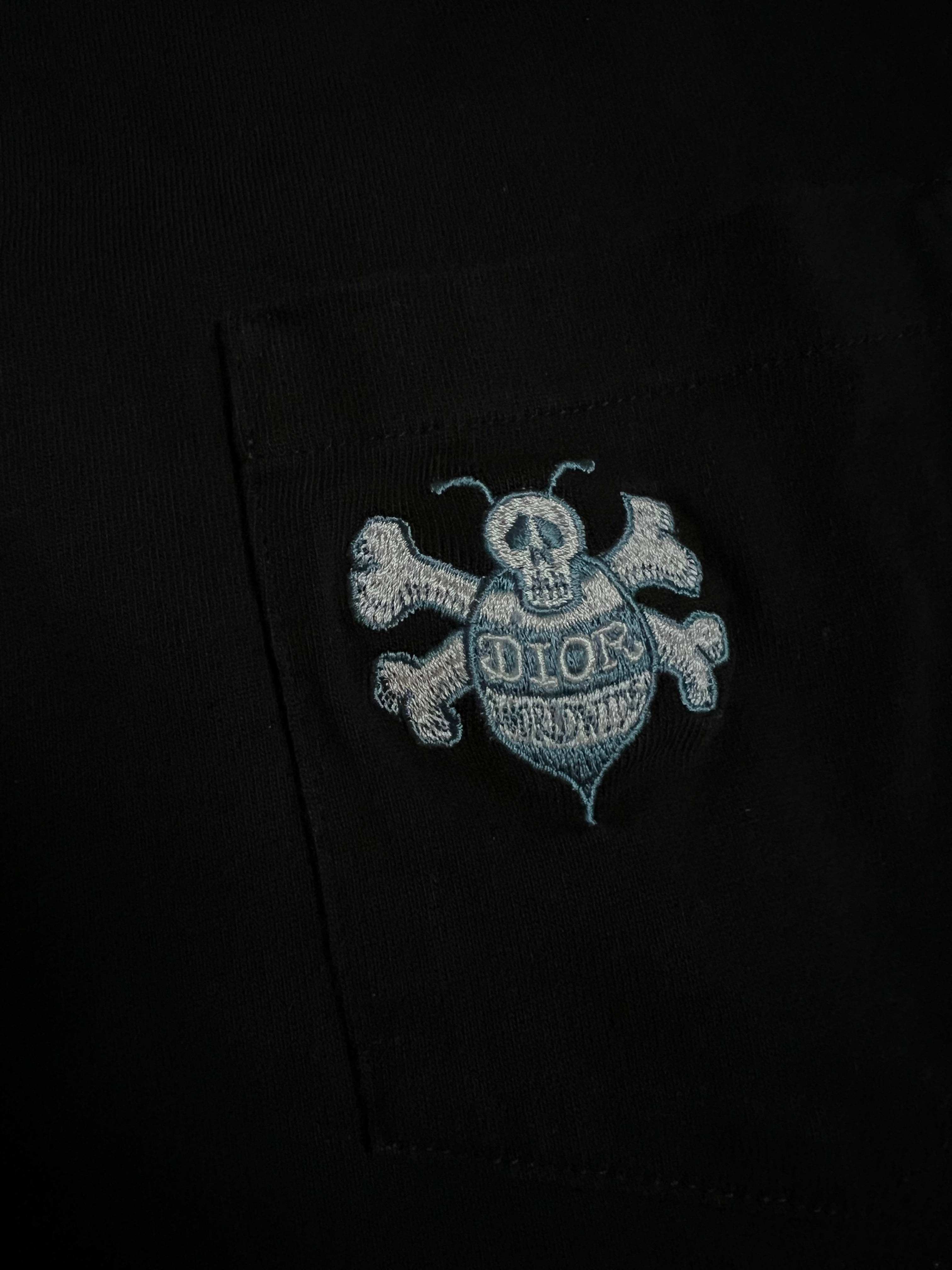 Dior x Shawn Stussy Black Oversized Bee Pocket T-Shirt 3