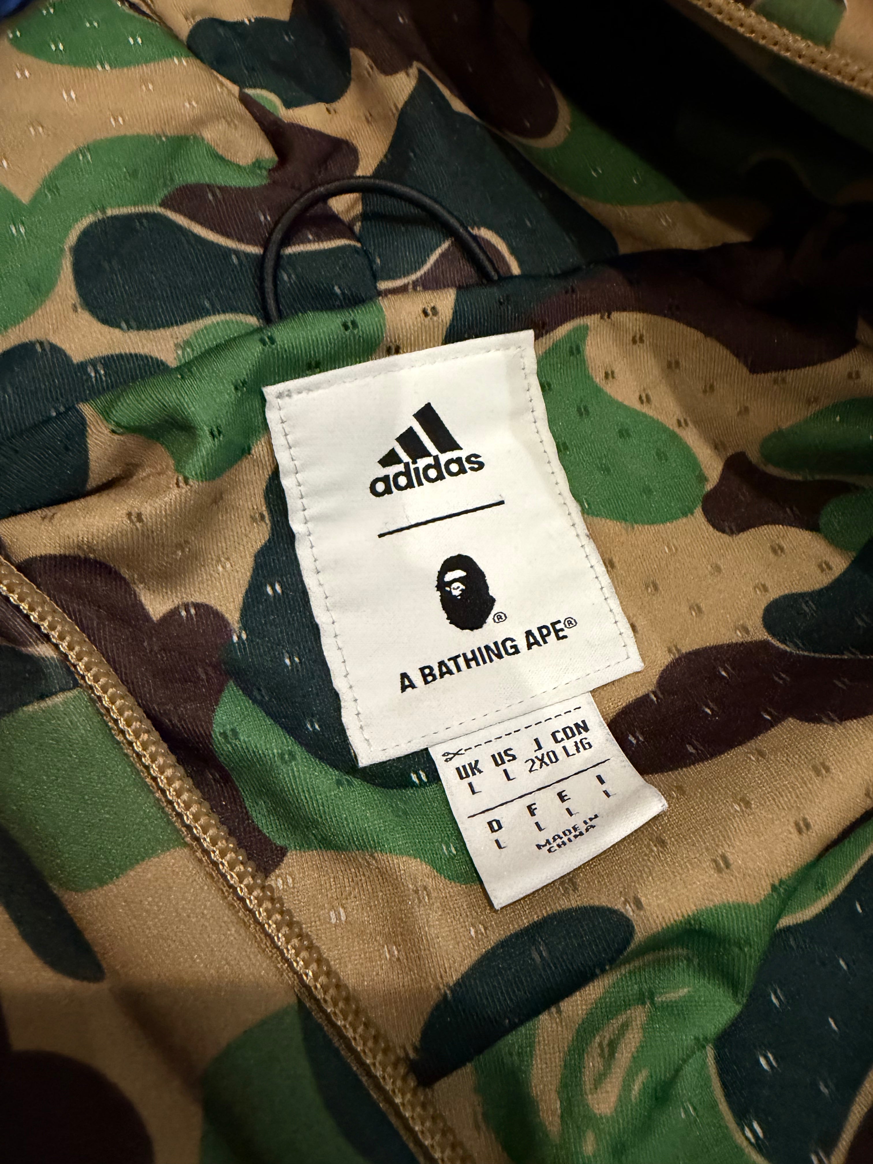 x Adidas Green Camo Full Zip Up Shark Hoodie