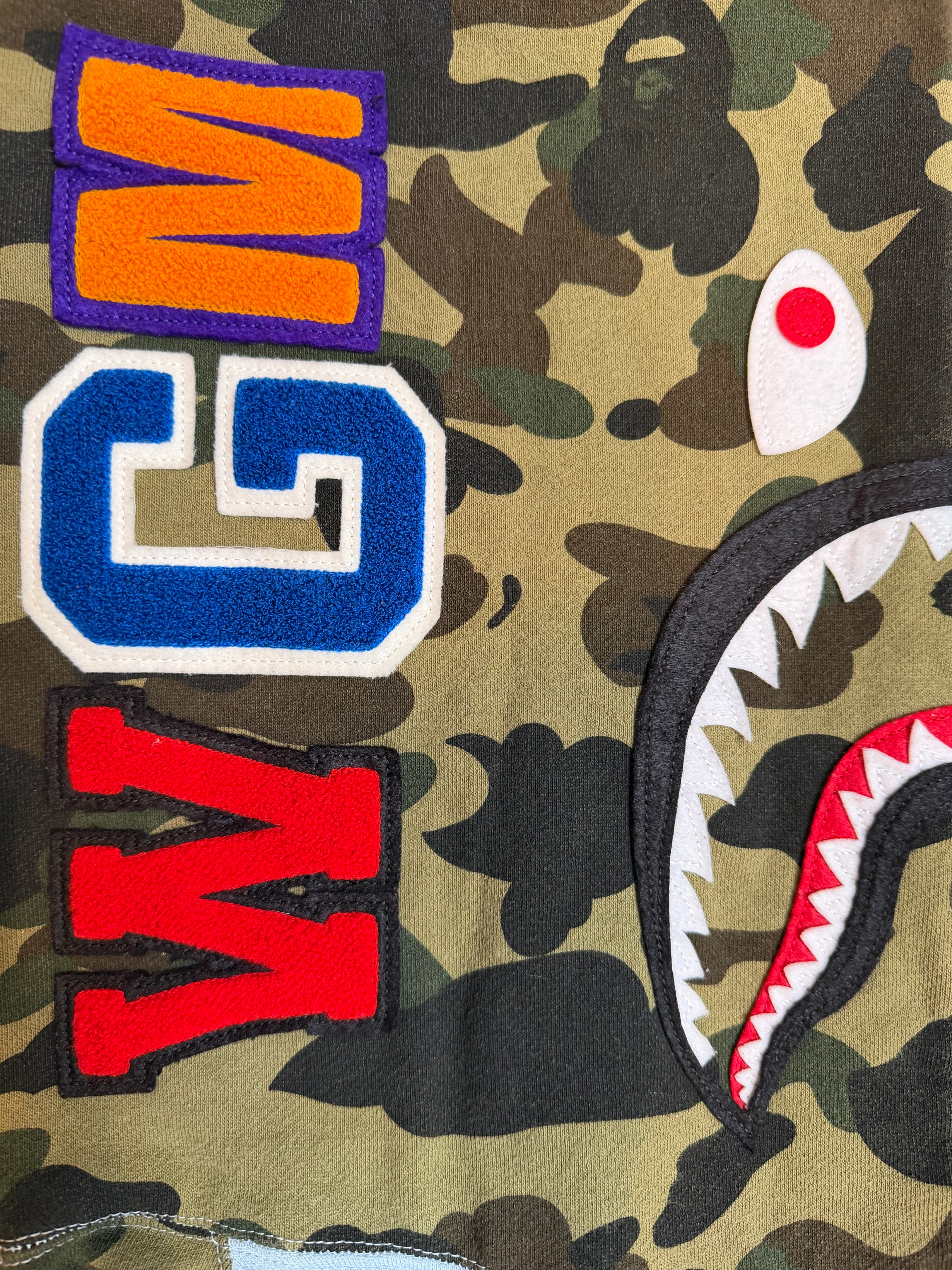 Light Blue Camo Head And Back Half Zip Up Shark Hoodie