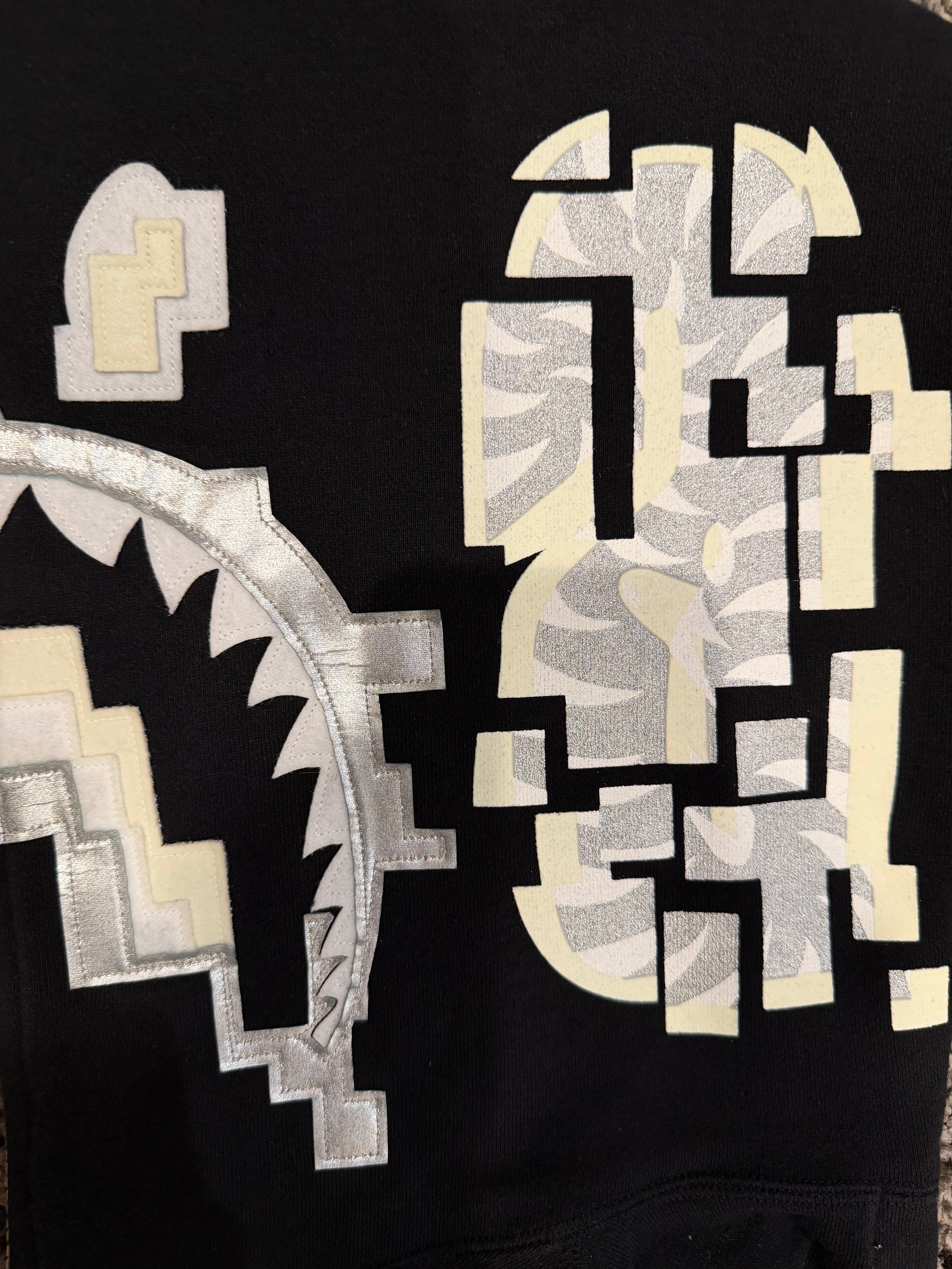Black Glow In The Dark Digital Camo Full Zip Up Shark Hoodie