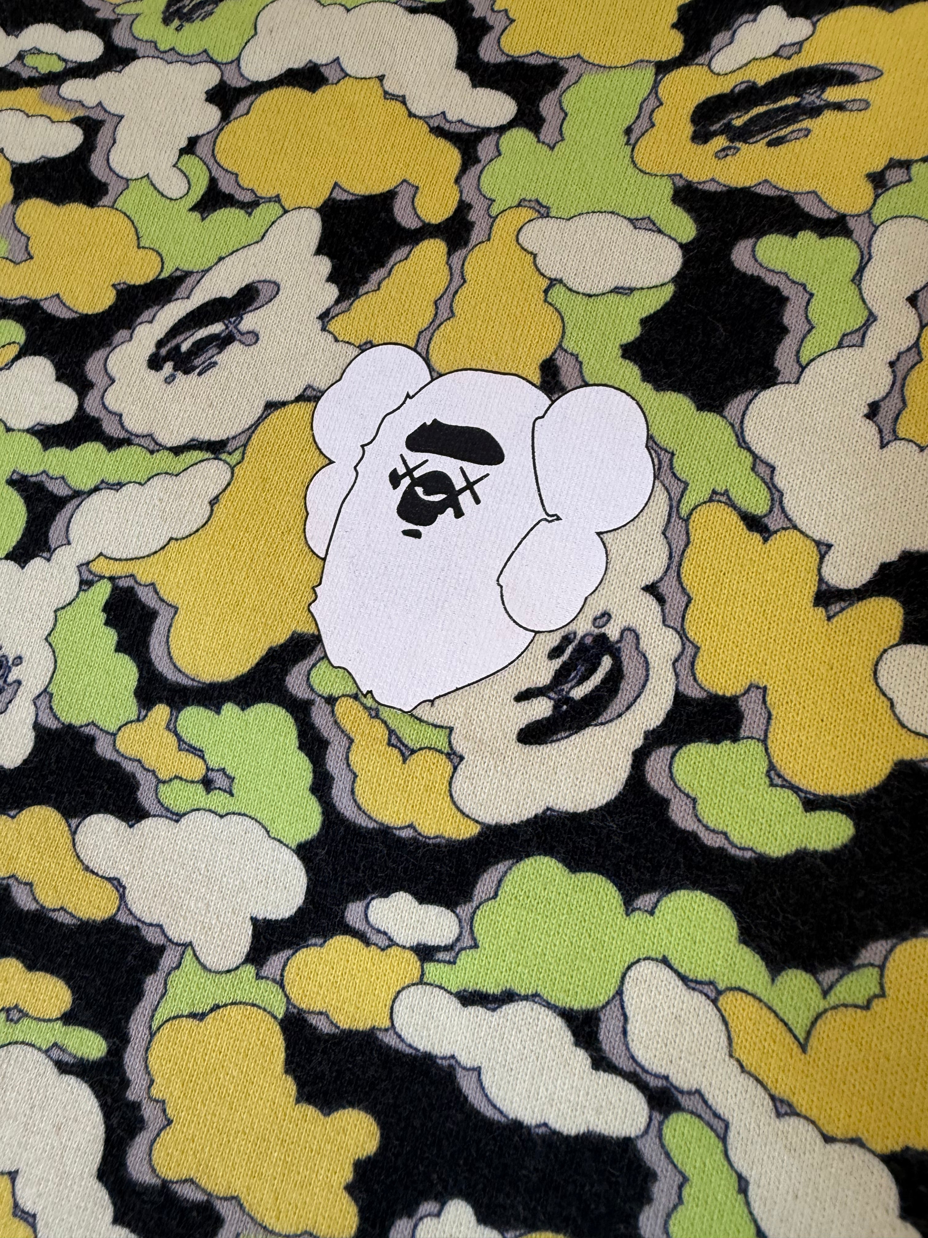 x Kaws Yellow/Lime Cloud Camo Chomper Reversible Crewneck