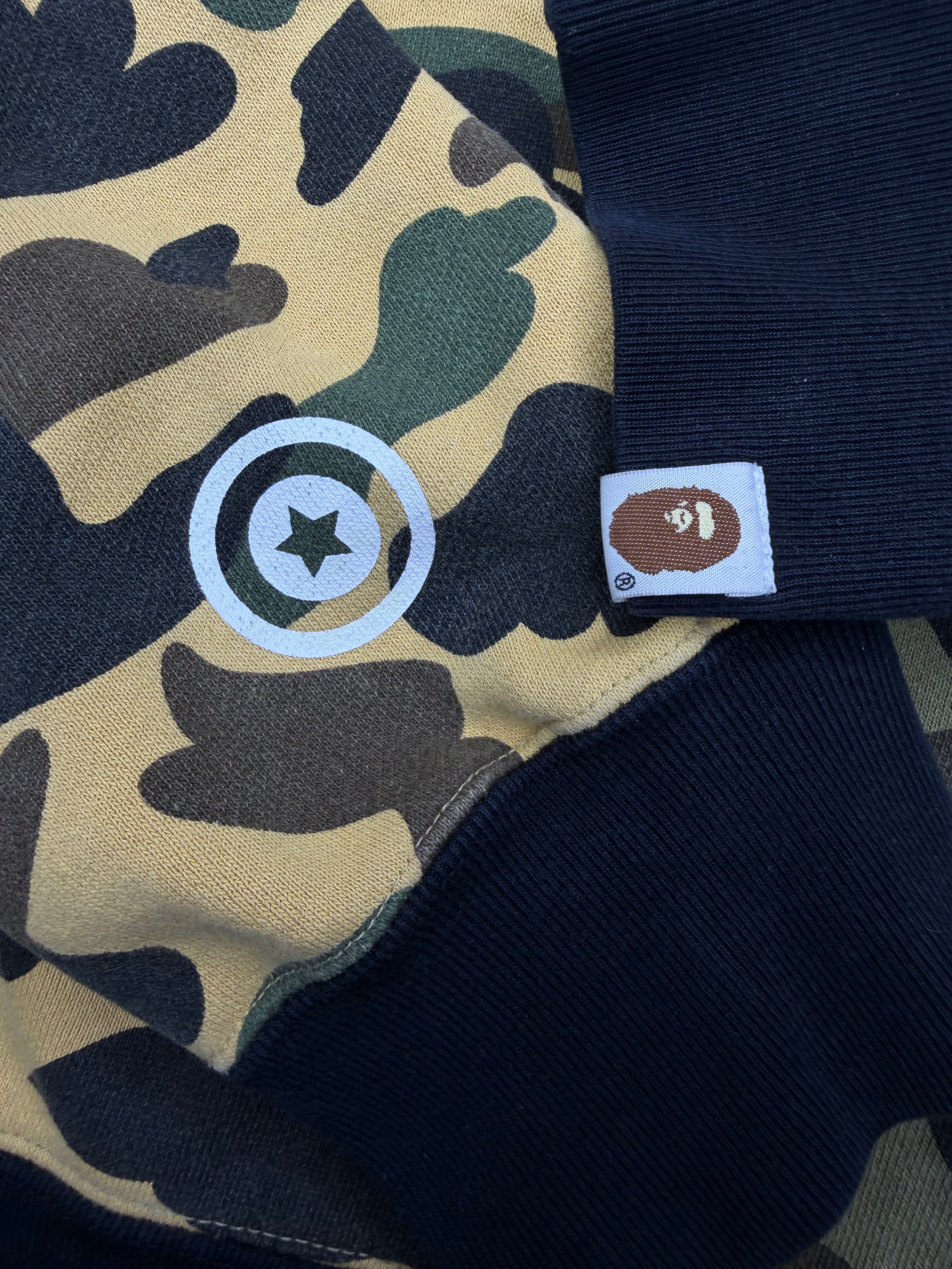 Yellow/Green Half Split Camo Full Zip Up Shark Hoodie