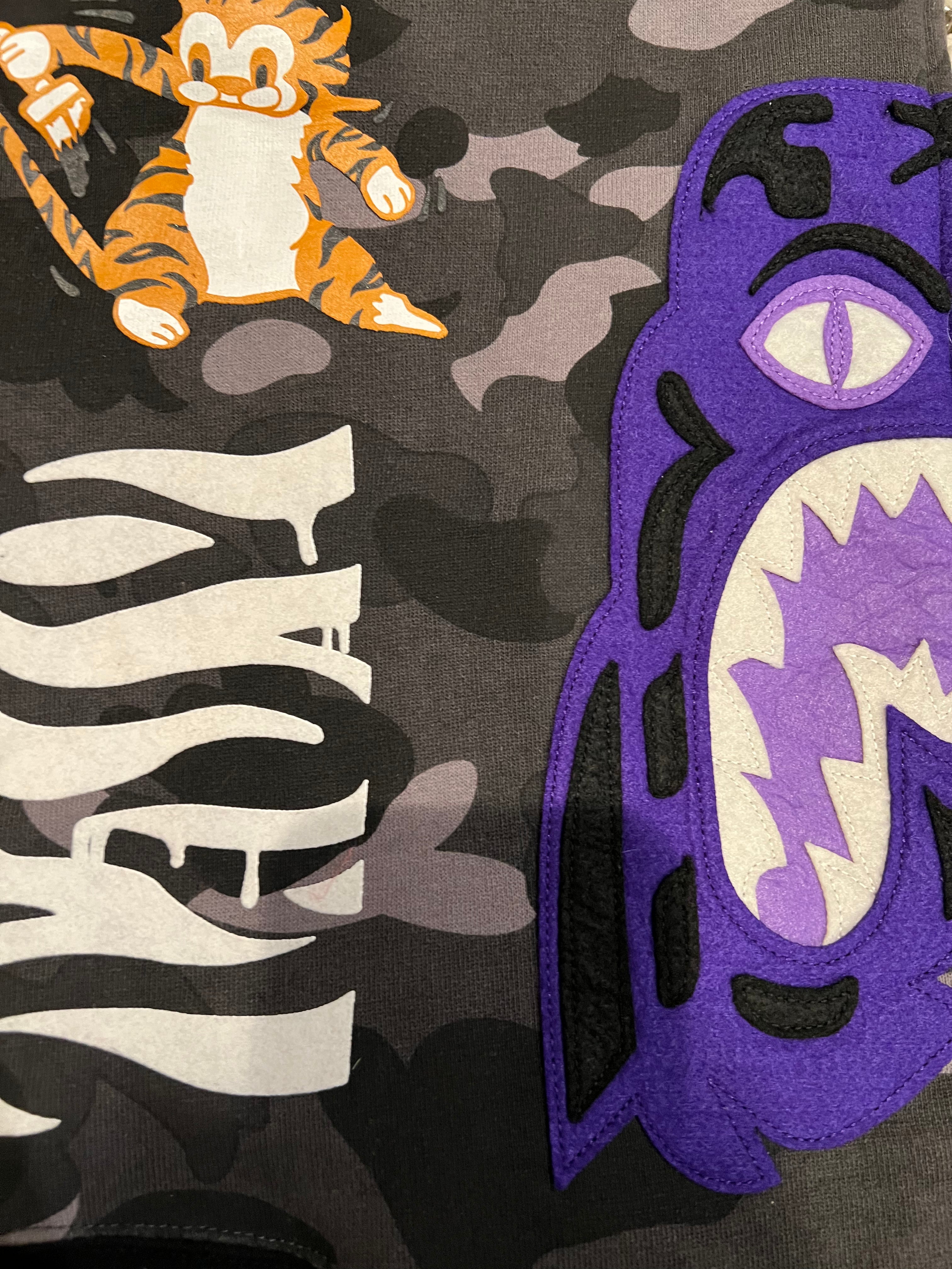 Black Purple Tiger Shark Full Zip Up Shark Hoodie