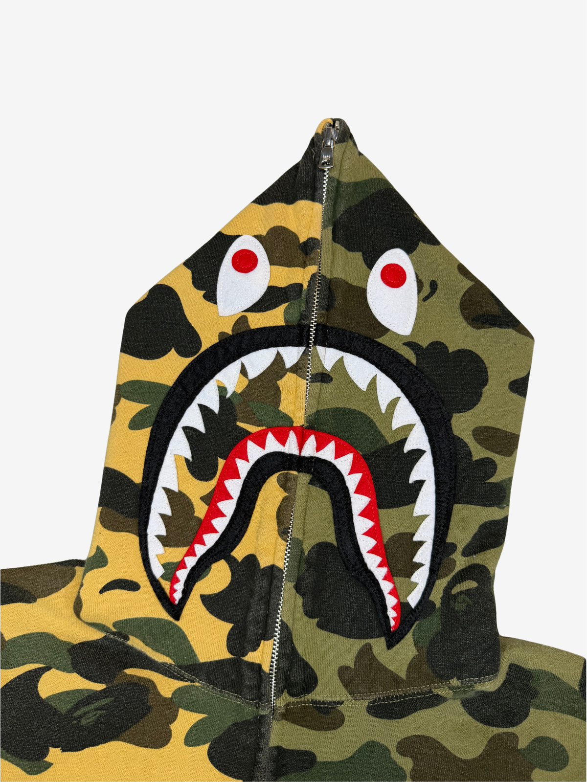 Yellow/Green Half Split Camo Full Zip Up Shark Hoodie