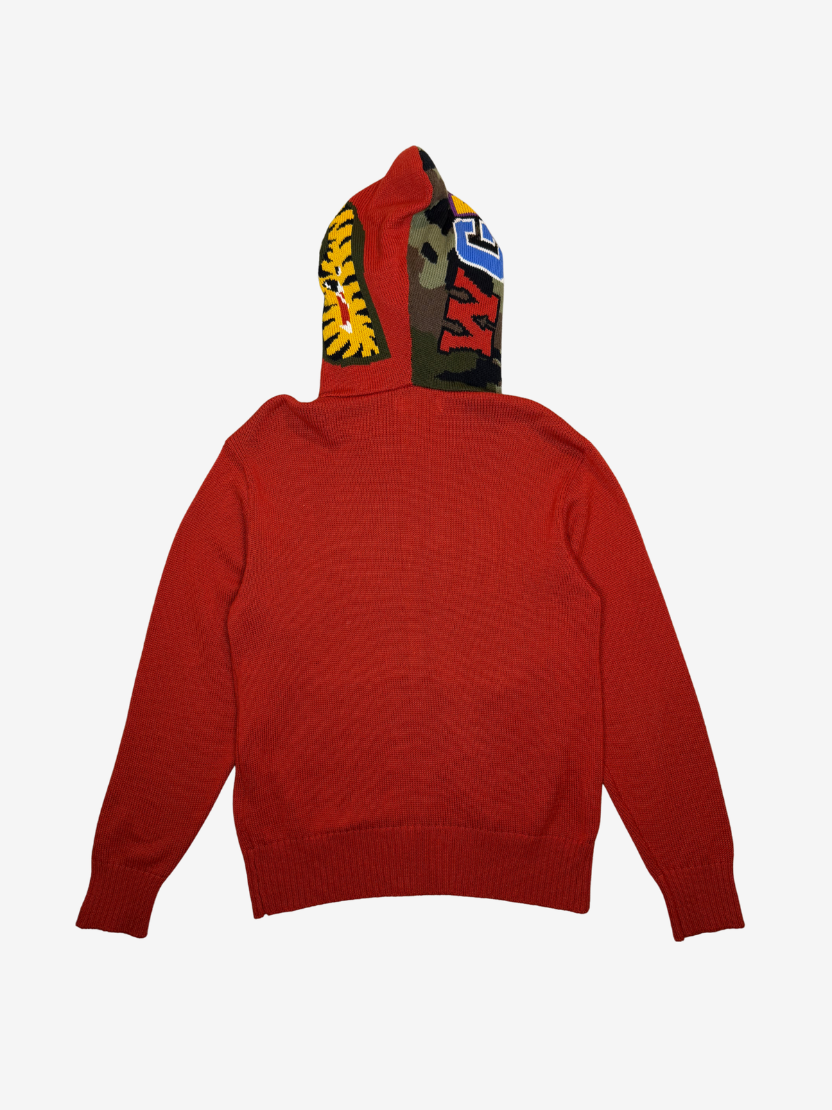 Red Knitted Full Zip Up Shark Hoodie
