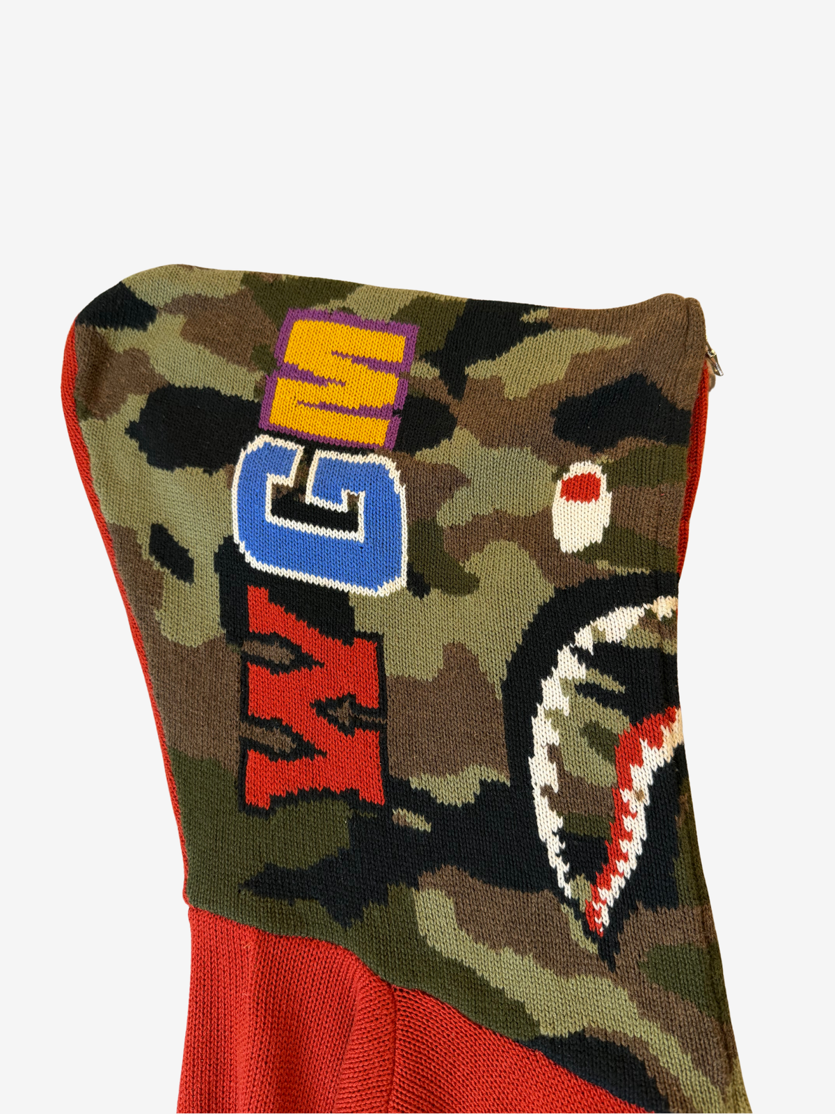 Red Knitted Full Zip Up Shark Hoodie