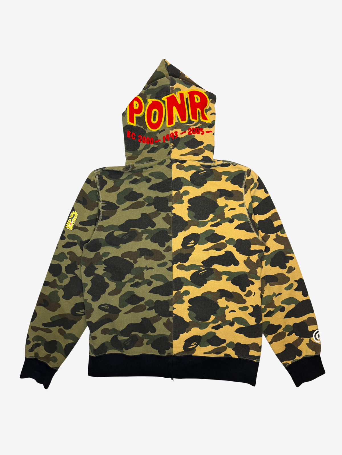 Yellow/Green Half Split Camo Full Zip Up Shark Hoodie