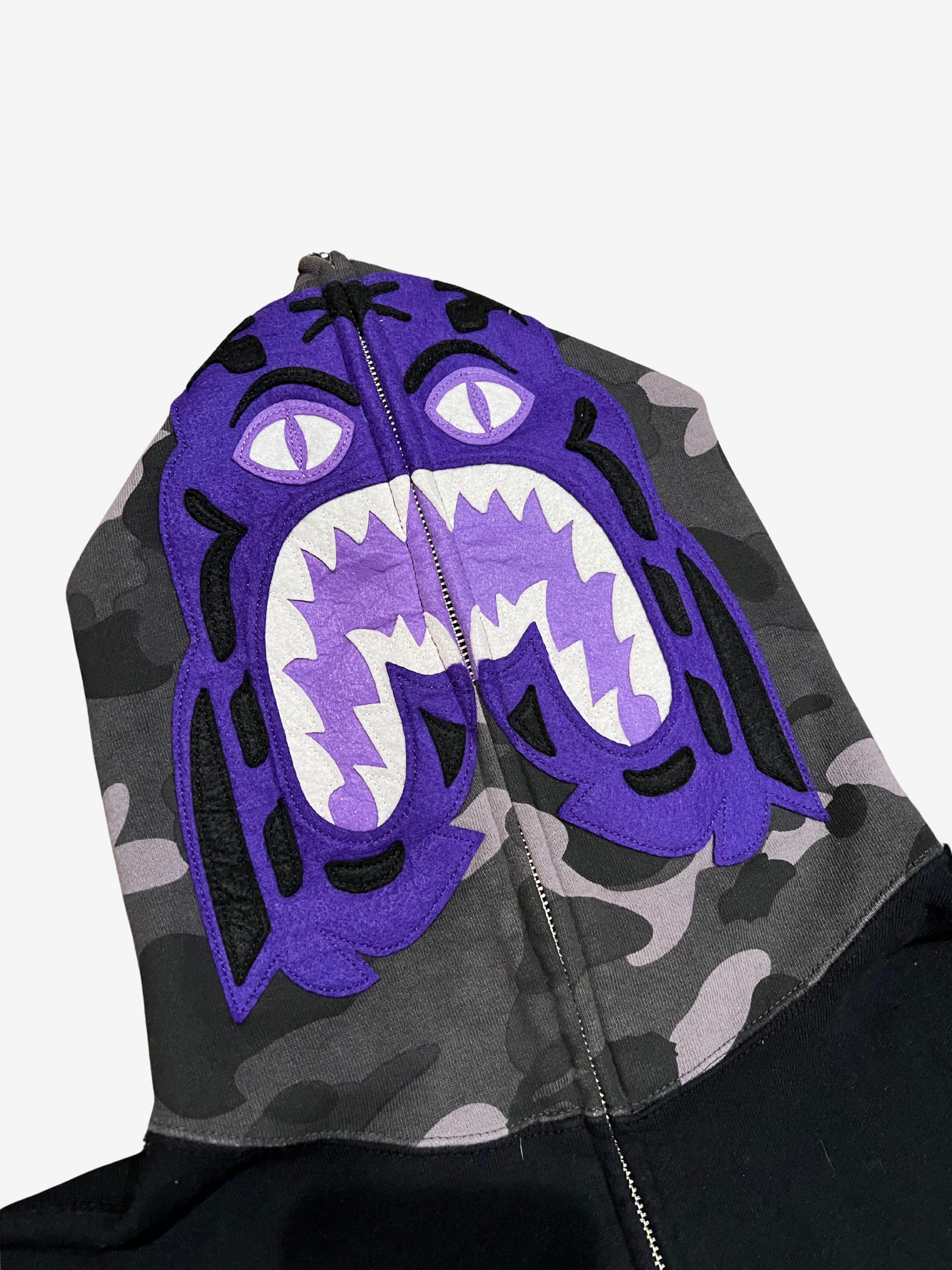 Black Purple Tiger Shark Full Zip Up Shark Hoodie