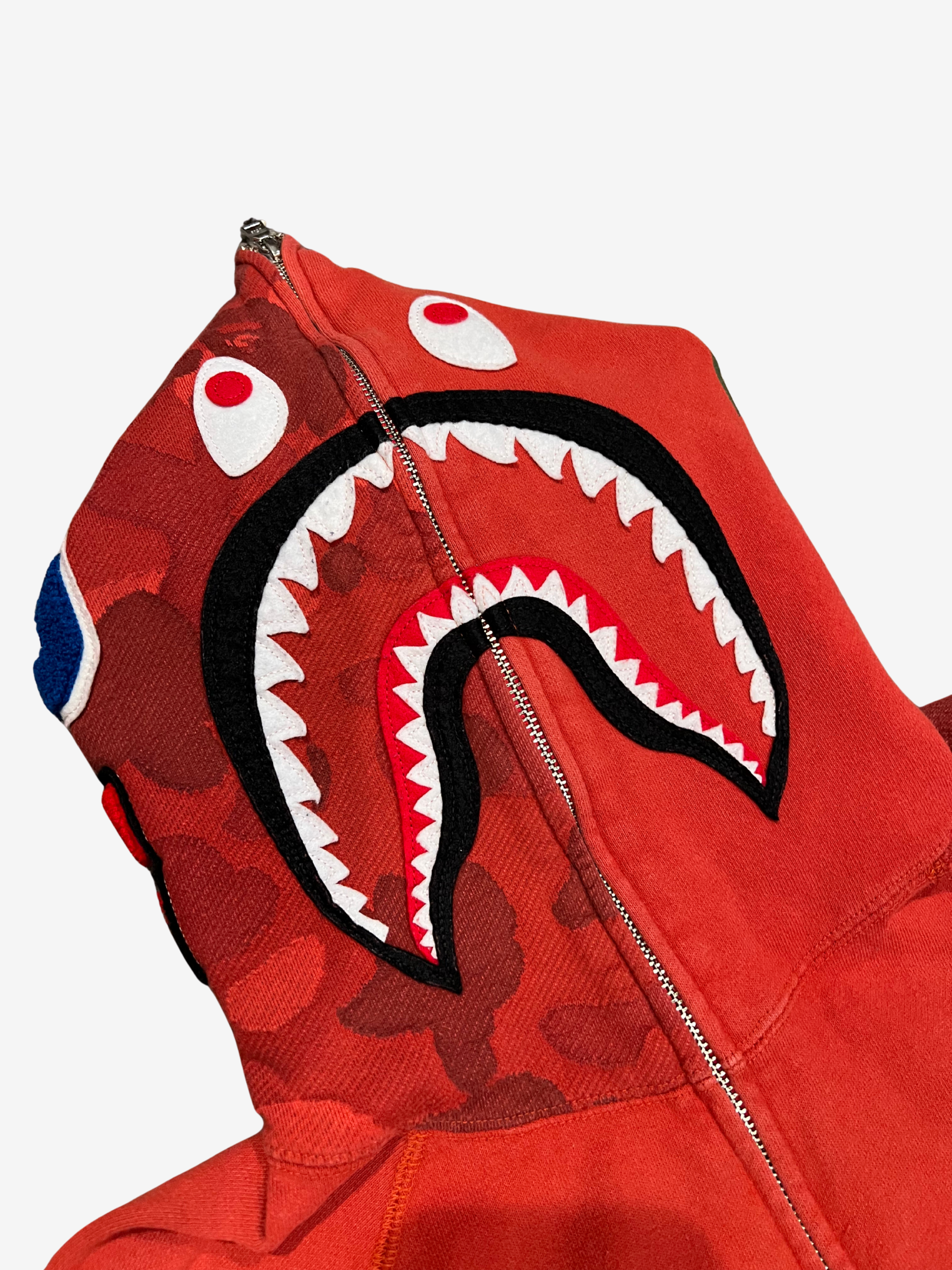 Red Camo Full Zip Up Shark Hoodie