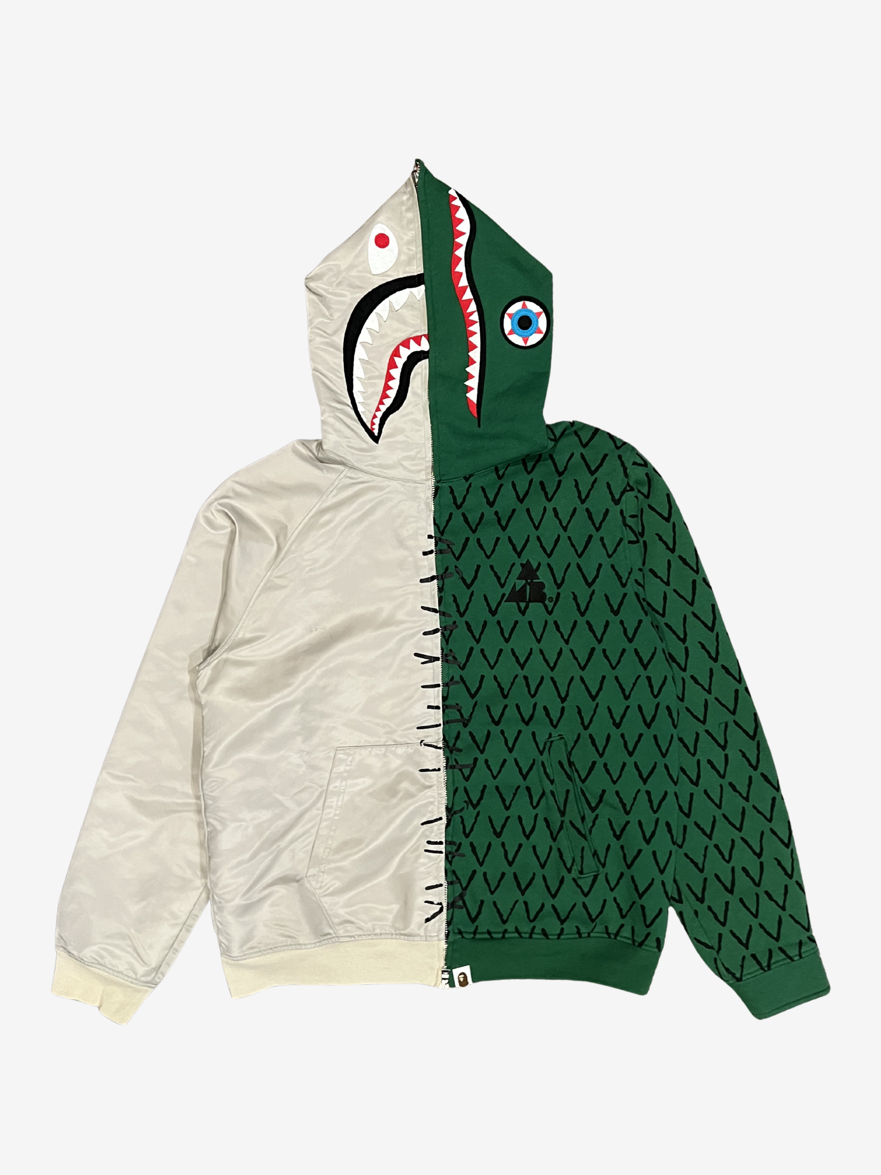 x Ambush Gray/Green Half Jacket Full Zip Up Shark Hoodie