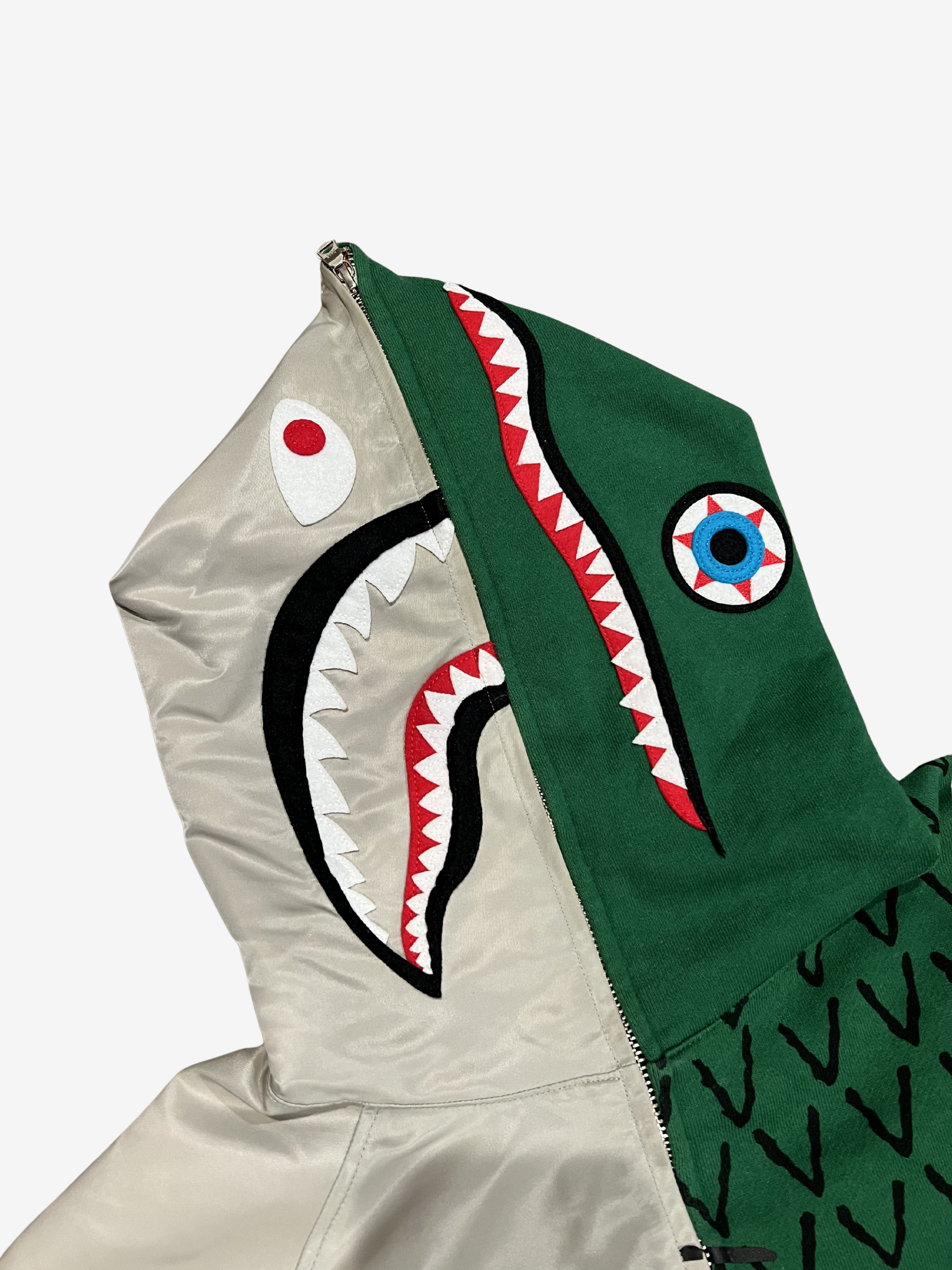 x Ambush Gray/Green Half Jacket Full Zip Up Shark Hoodie