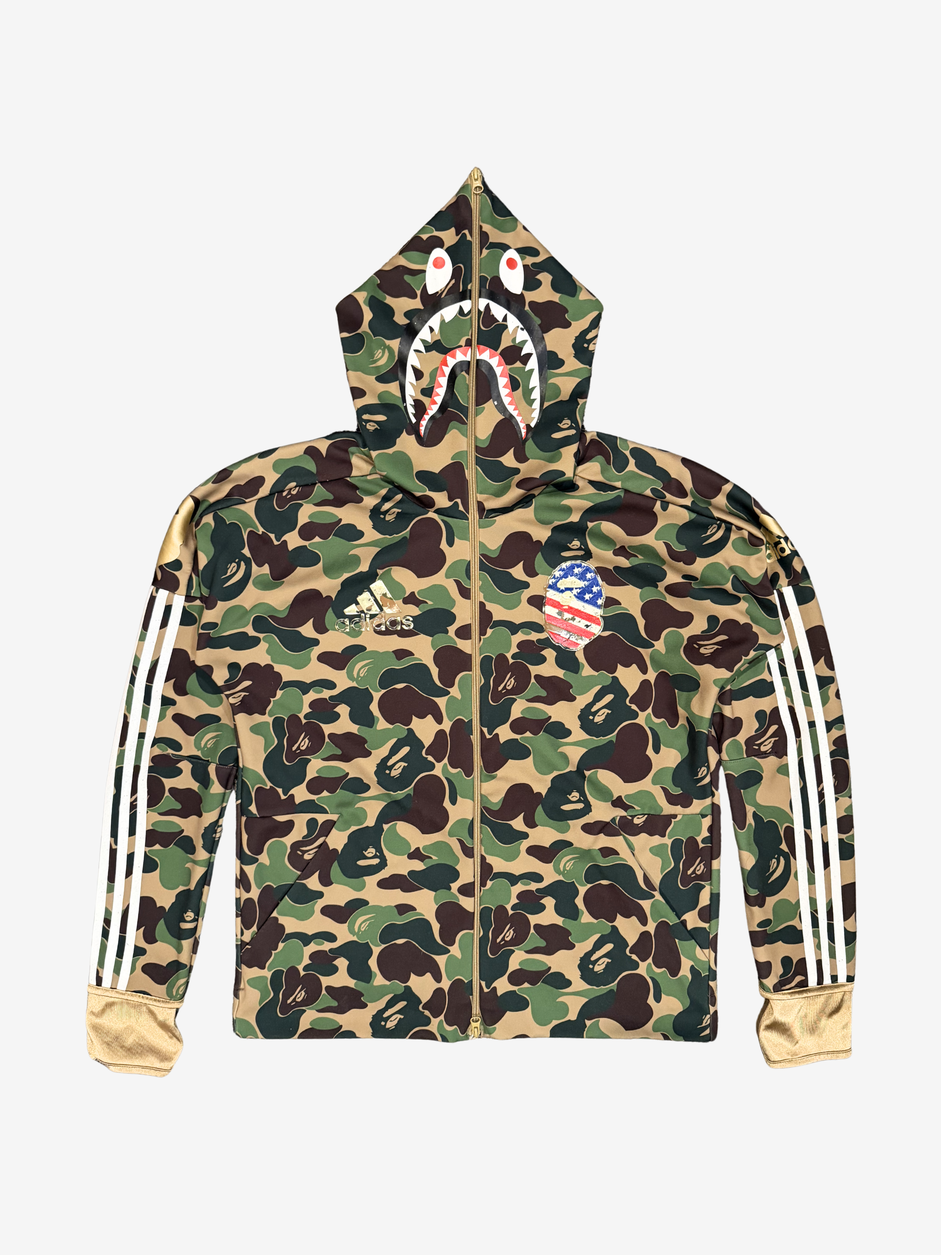 x Adidas Green Camo Full Zip Up Shark Hoodie