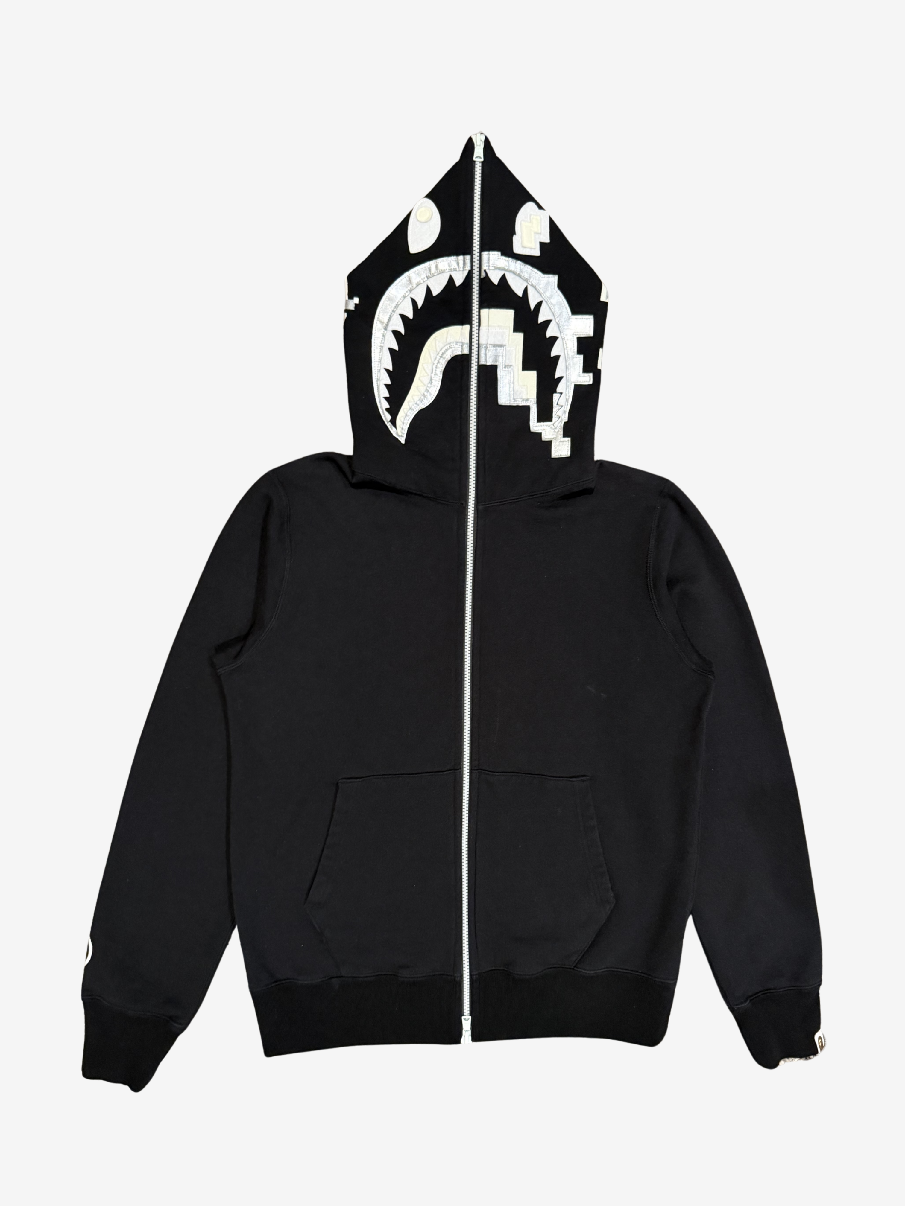 Black Glow In The Dark Digital Camo Full Zip Up Shark Hoodie
