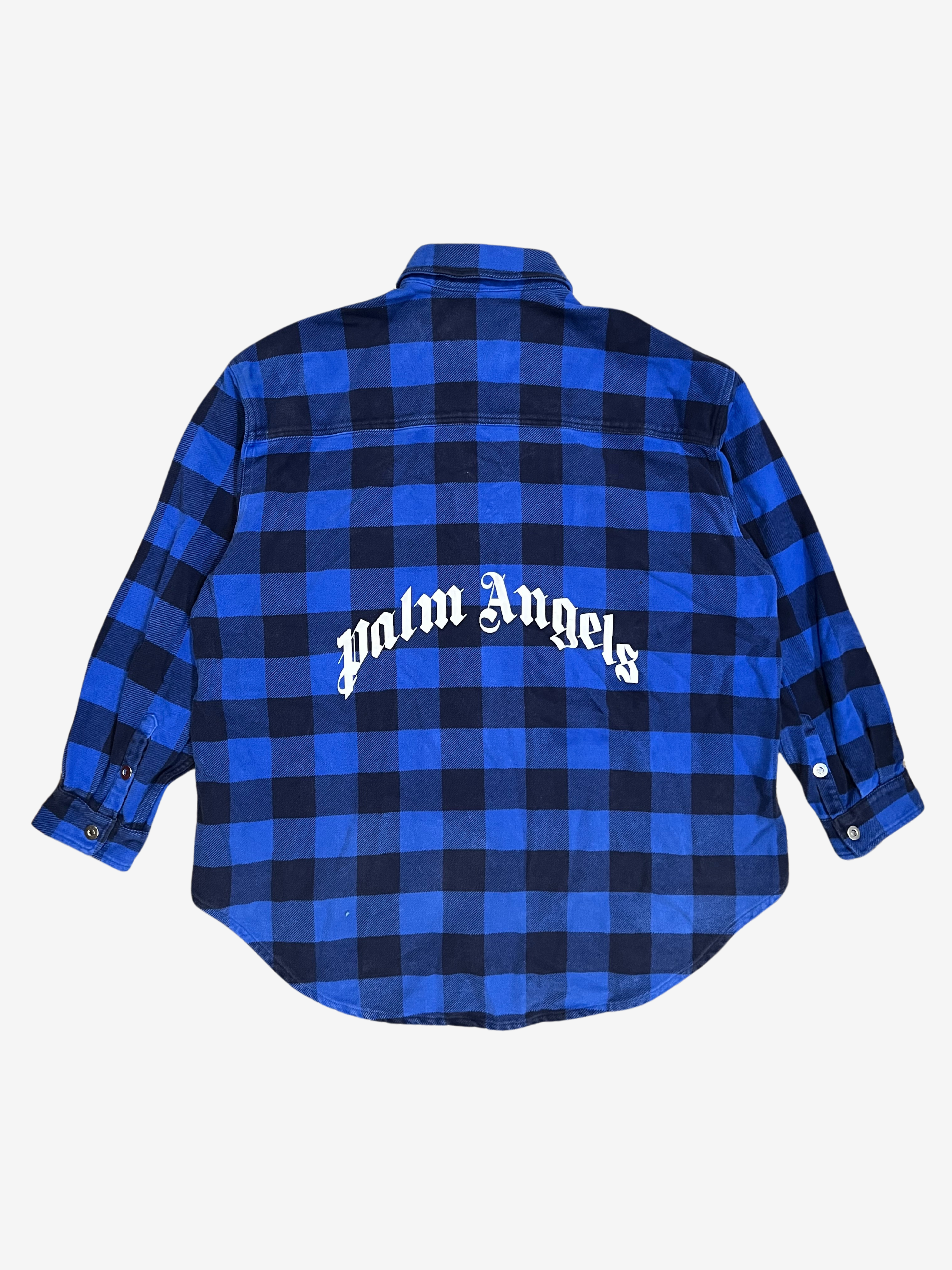 Palm Angels Blue Logo Plaid Heavyweight Shirt